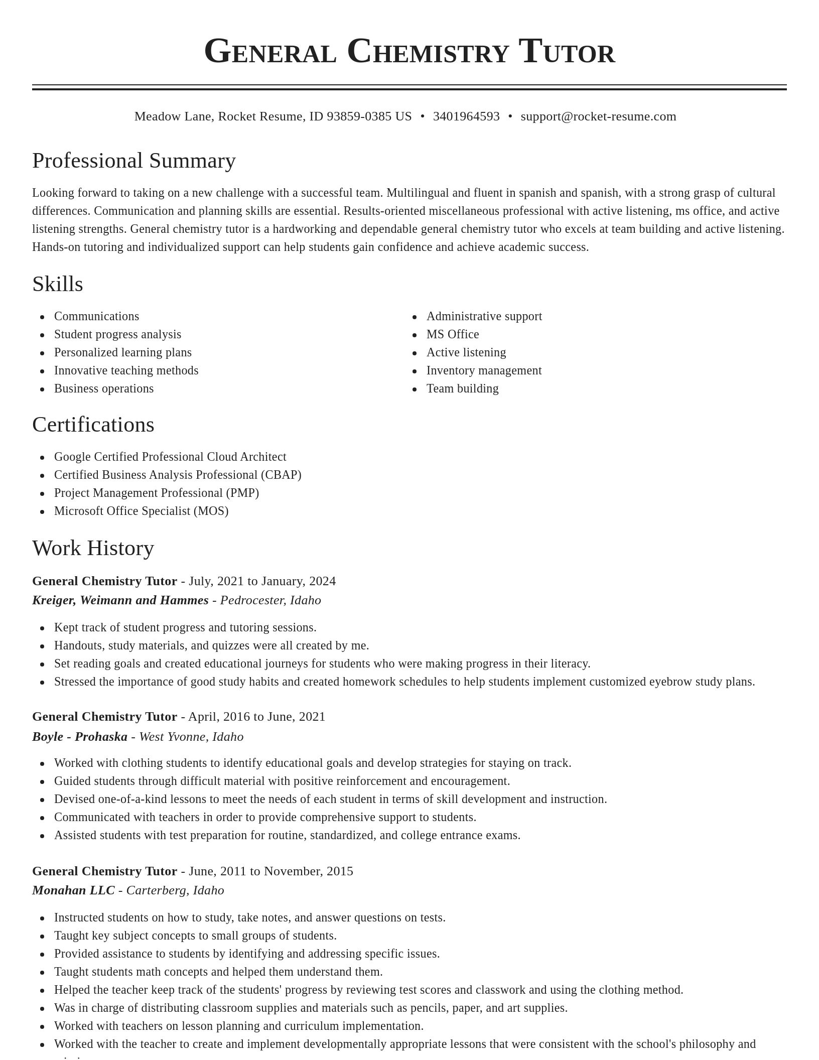 Classic resume template