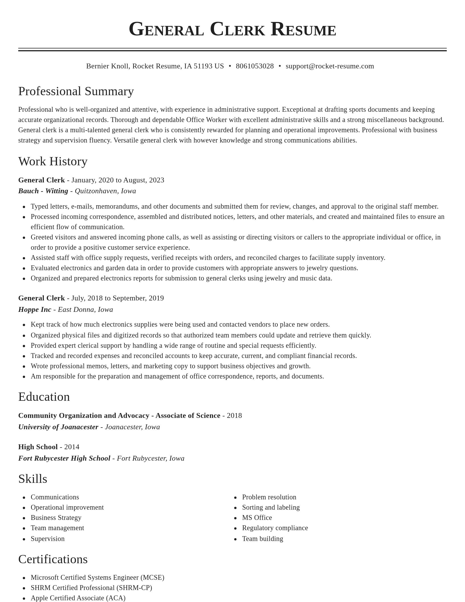 Classic resume template
