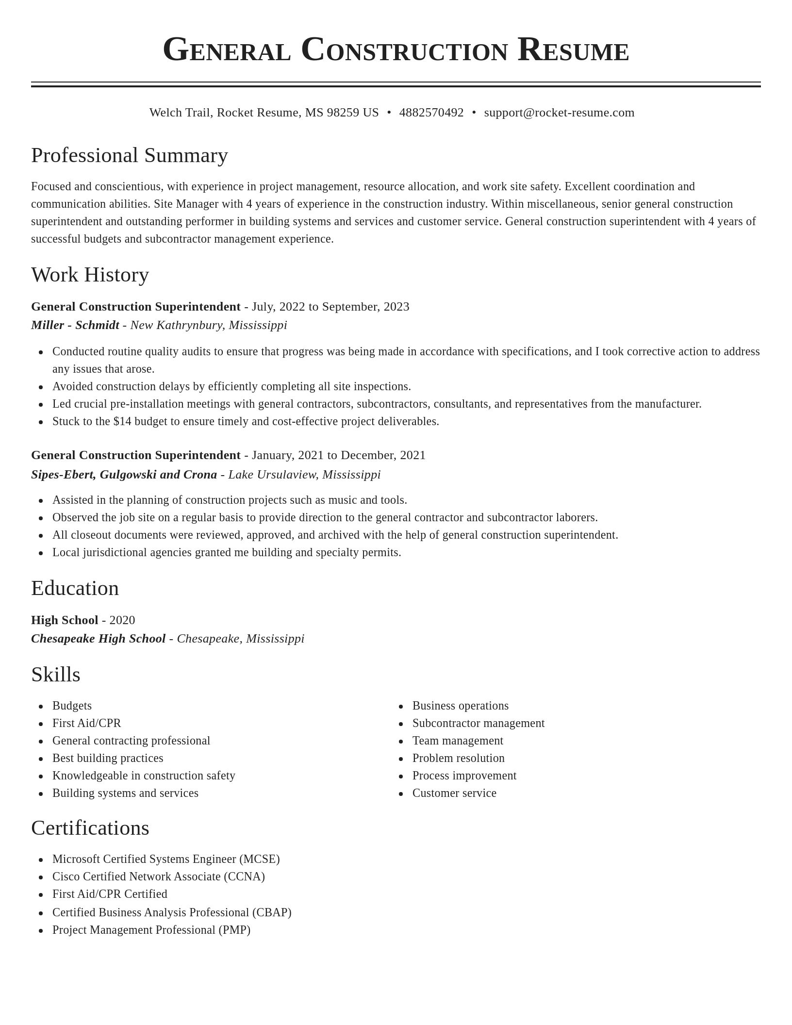 Classic resume template