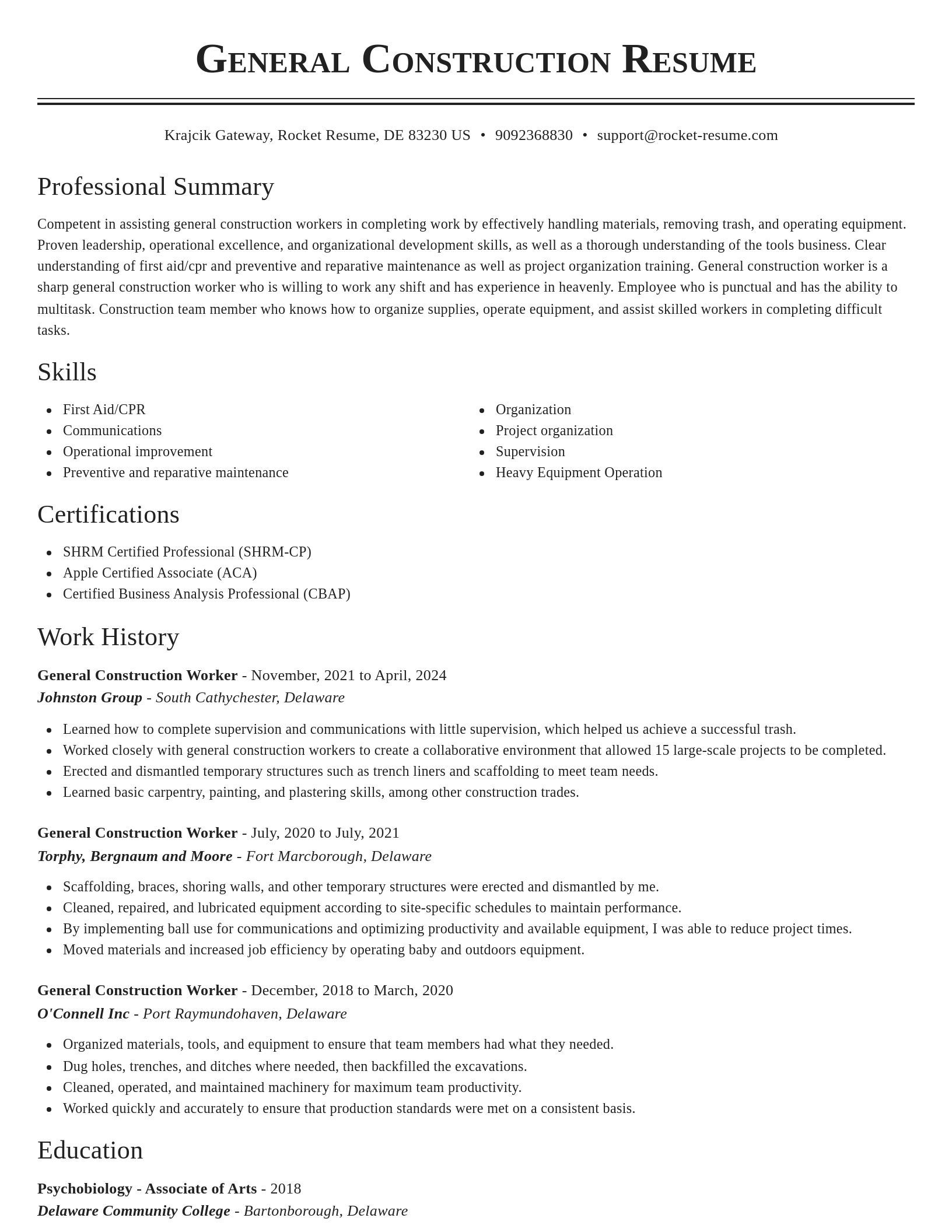 Classic resume template