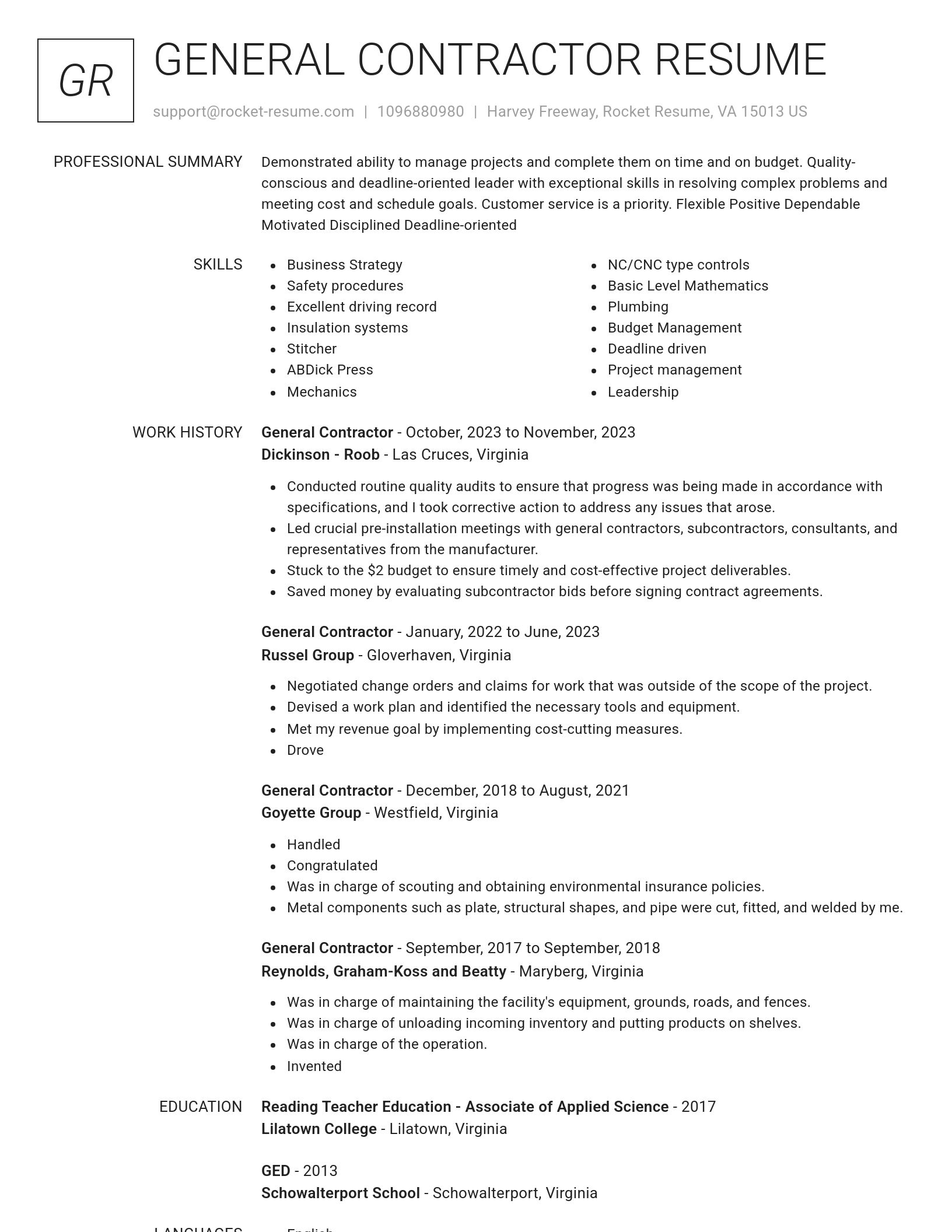 Renowned resume template