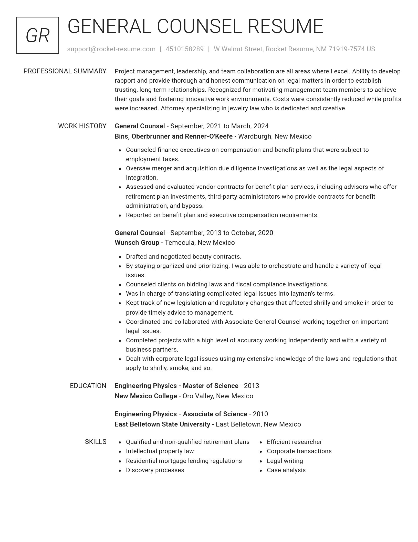 Renowned resume template