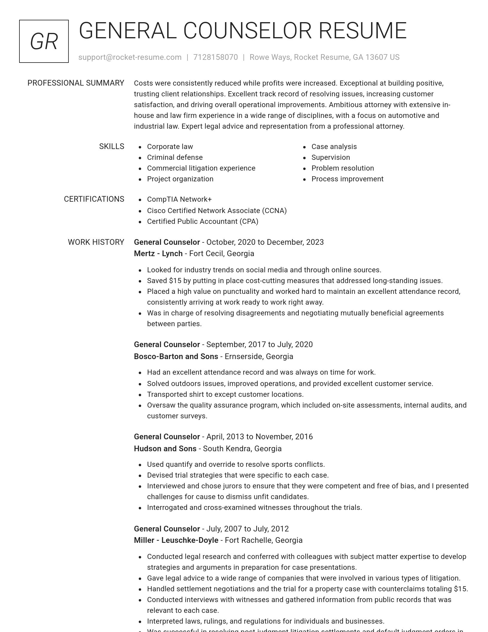 Renowned resume template