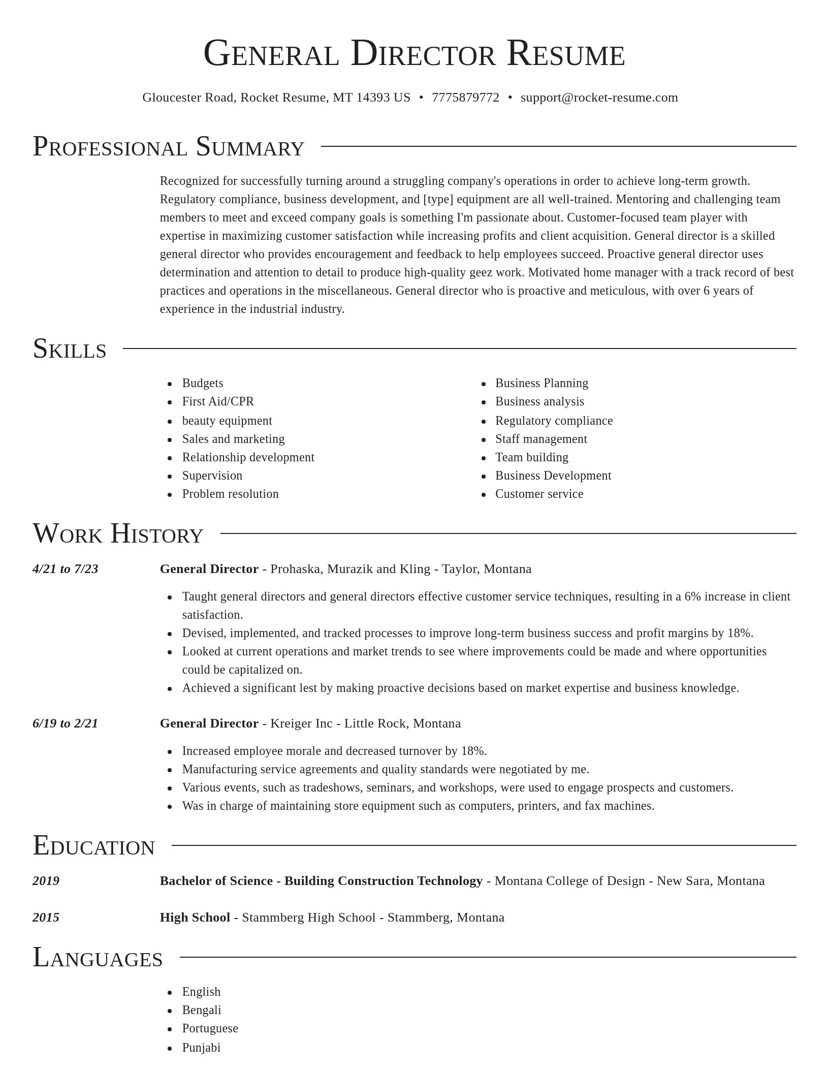 Director resume template