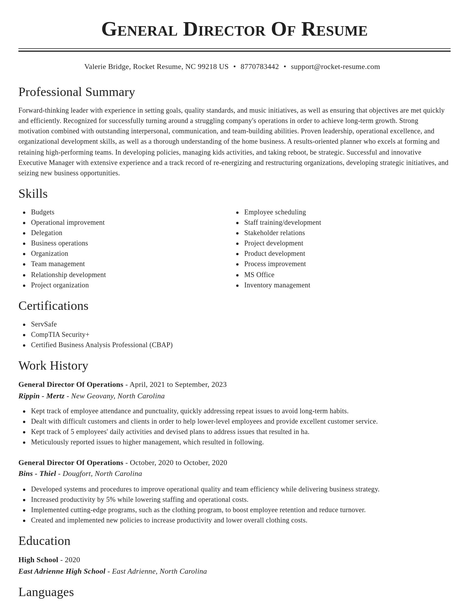 Classic resume template