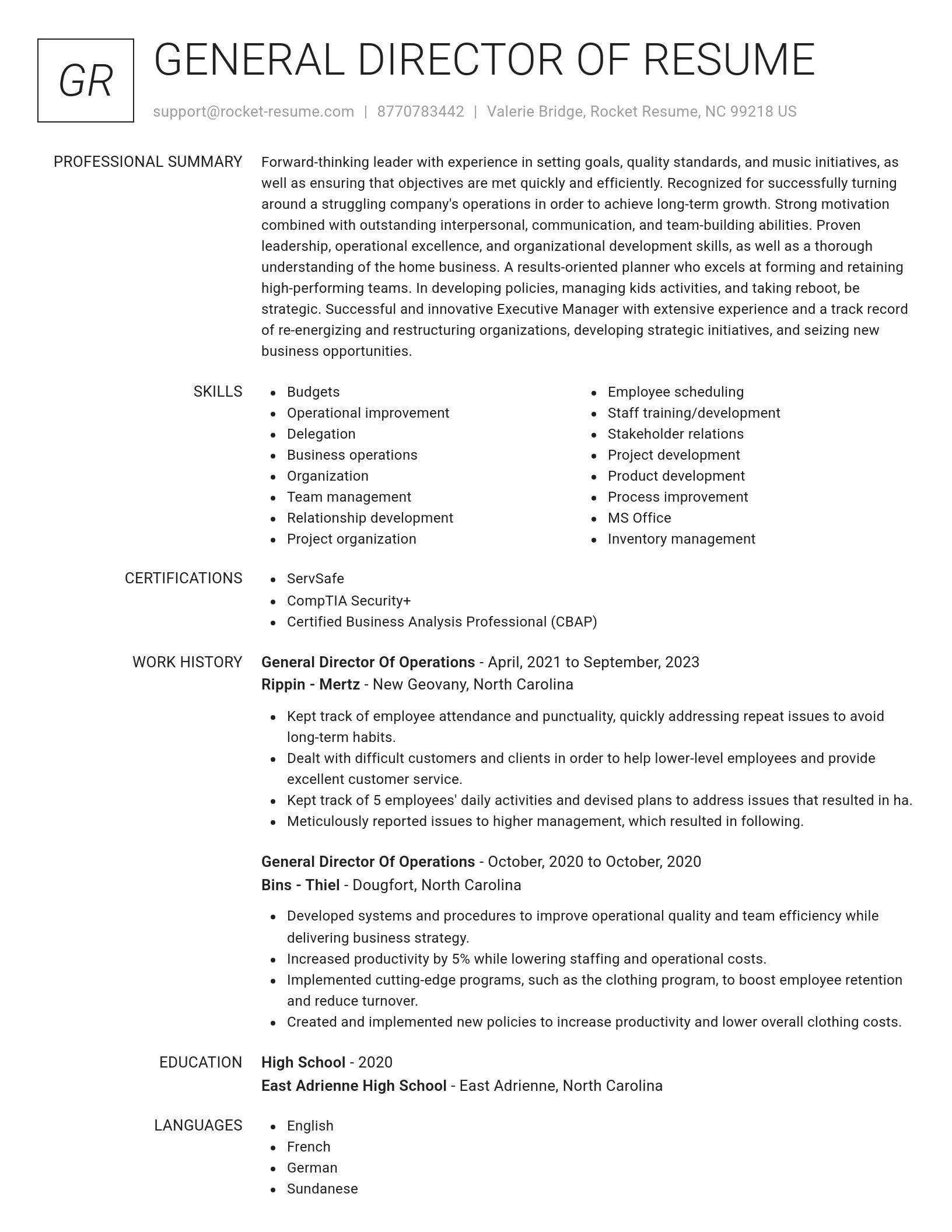 Renowned resume template
