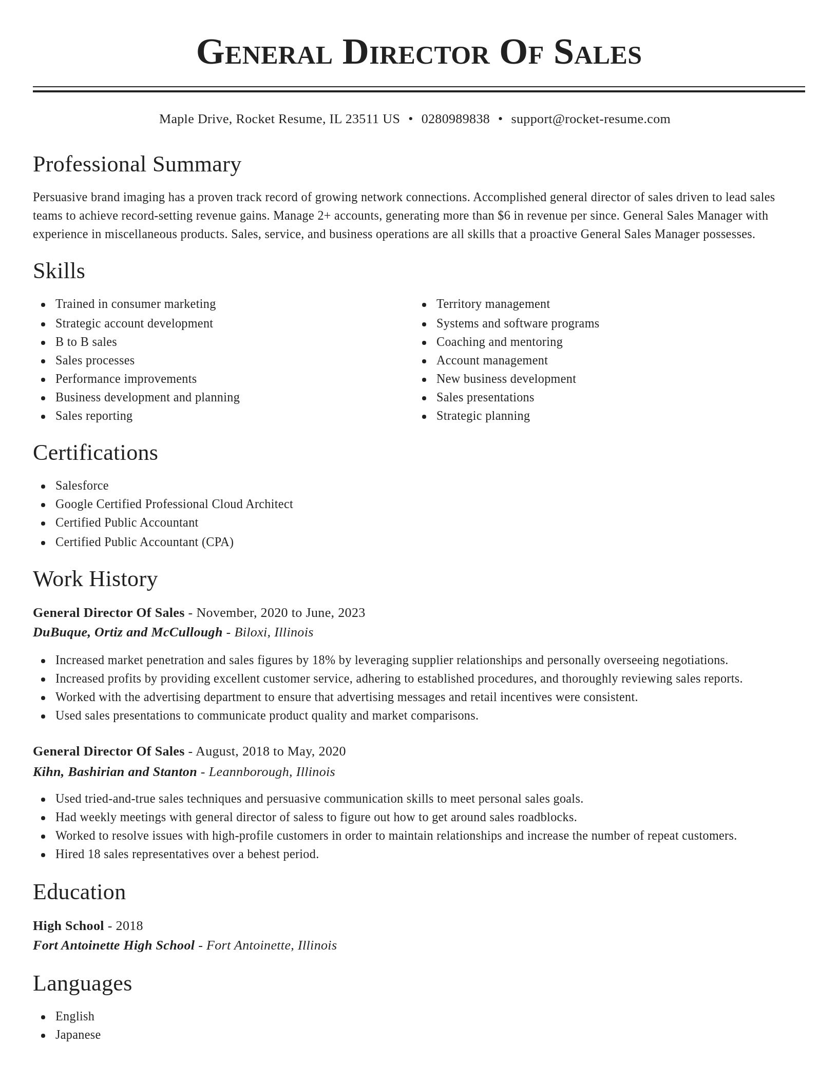 Classic resume template