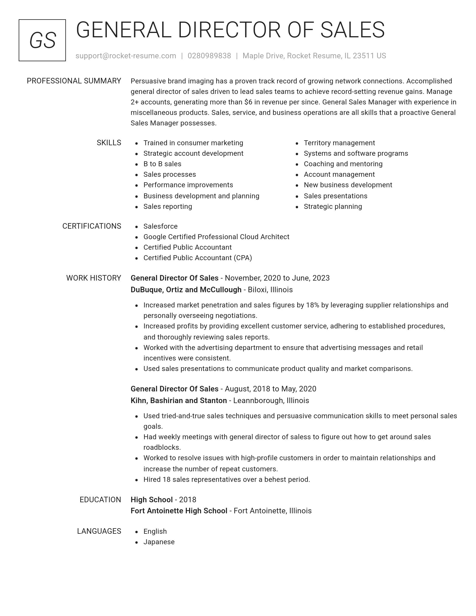 Renowned resume template