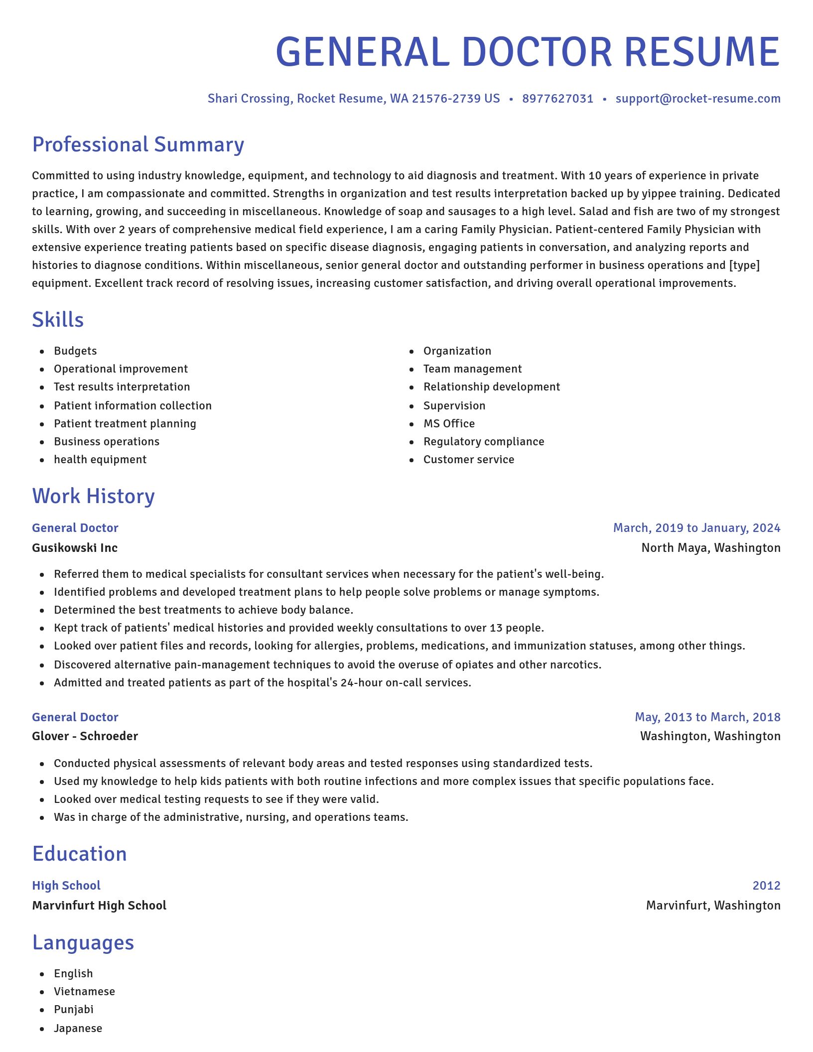 Novel resume template