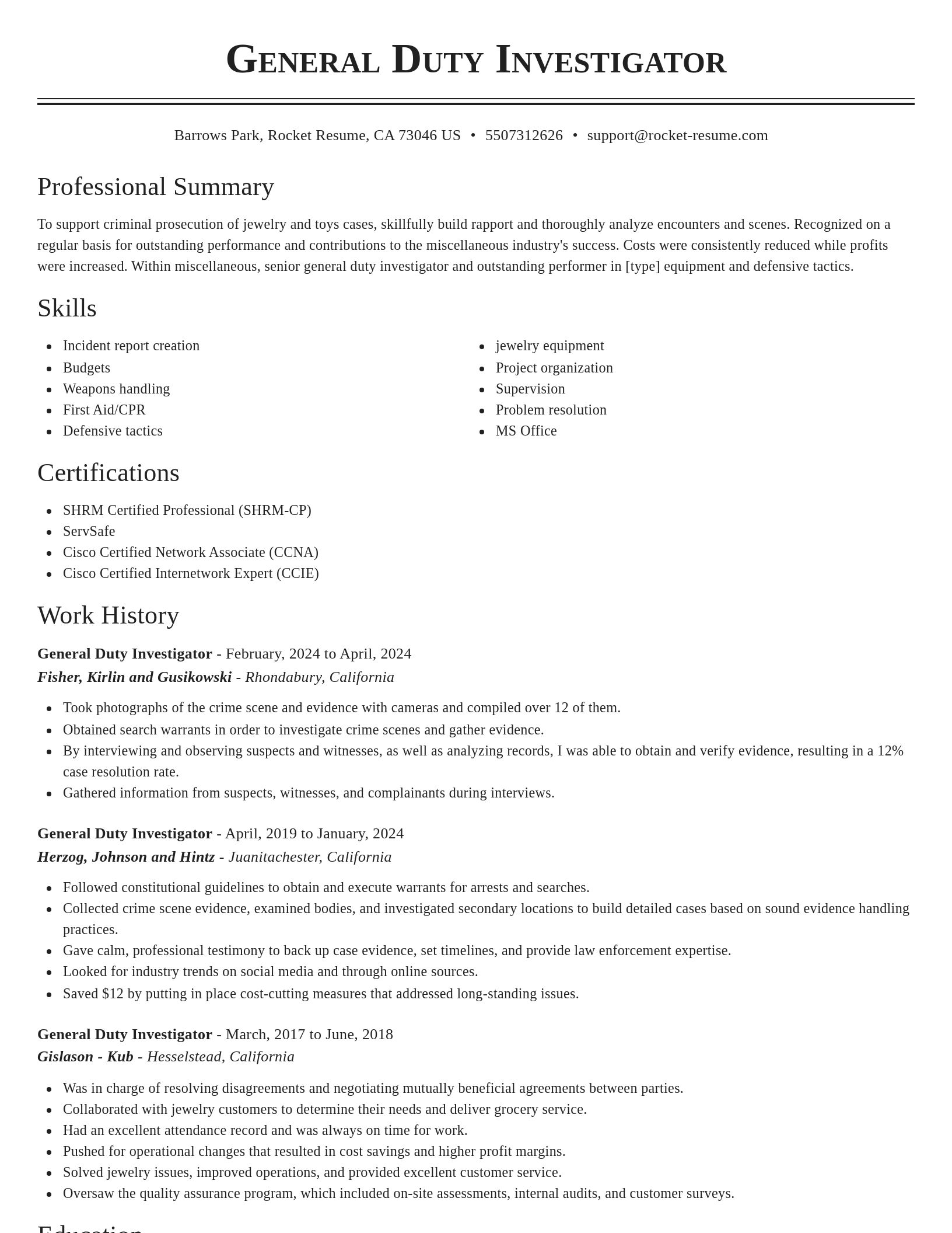 Classic resume template