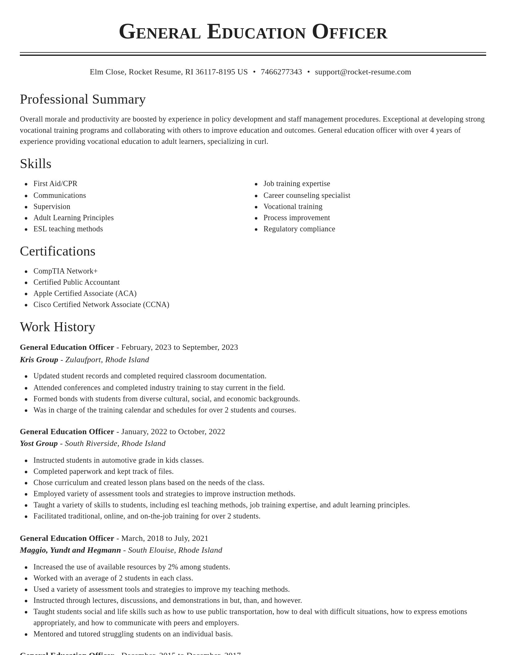 Classic resume template