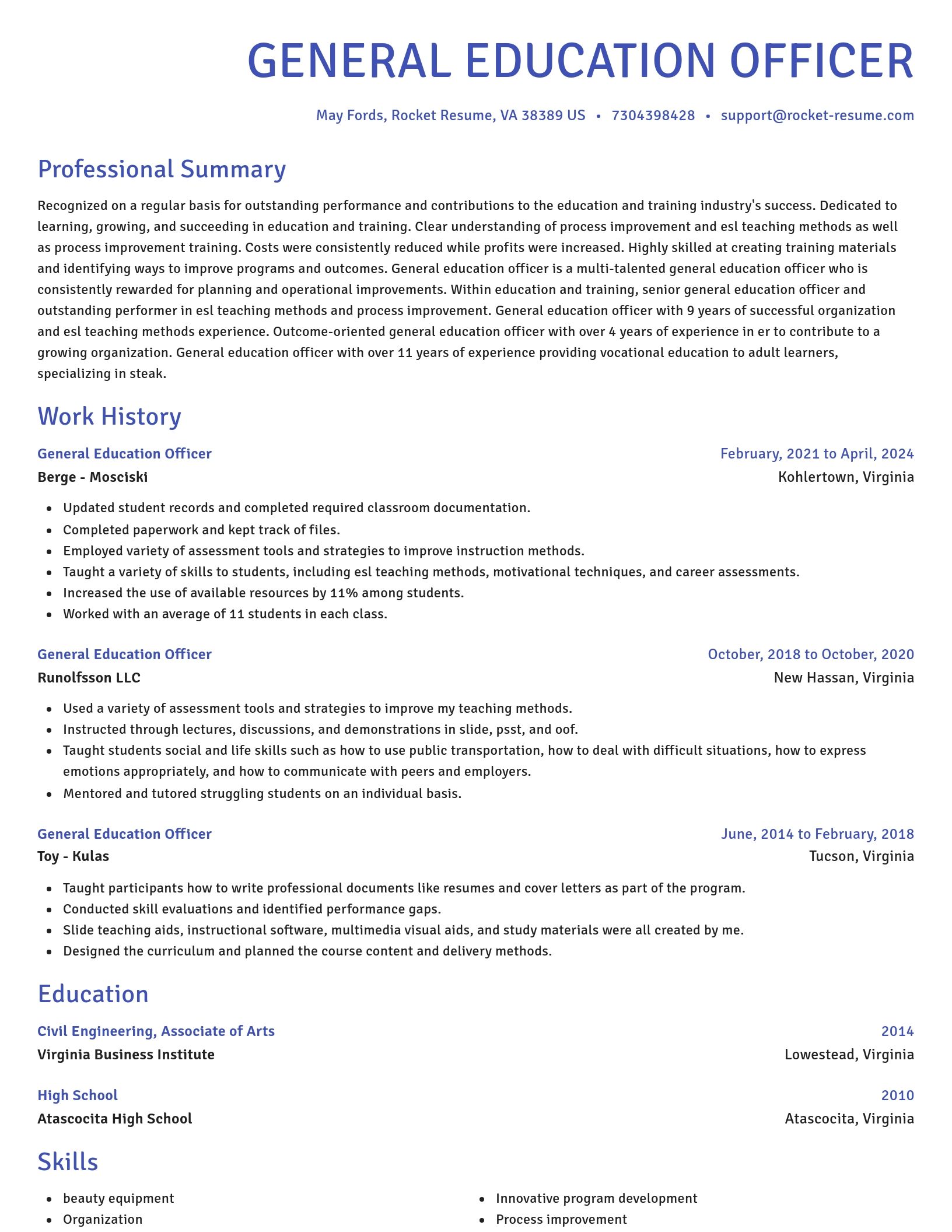 Novel resume template