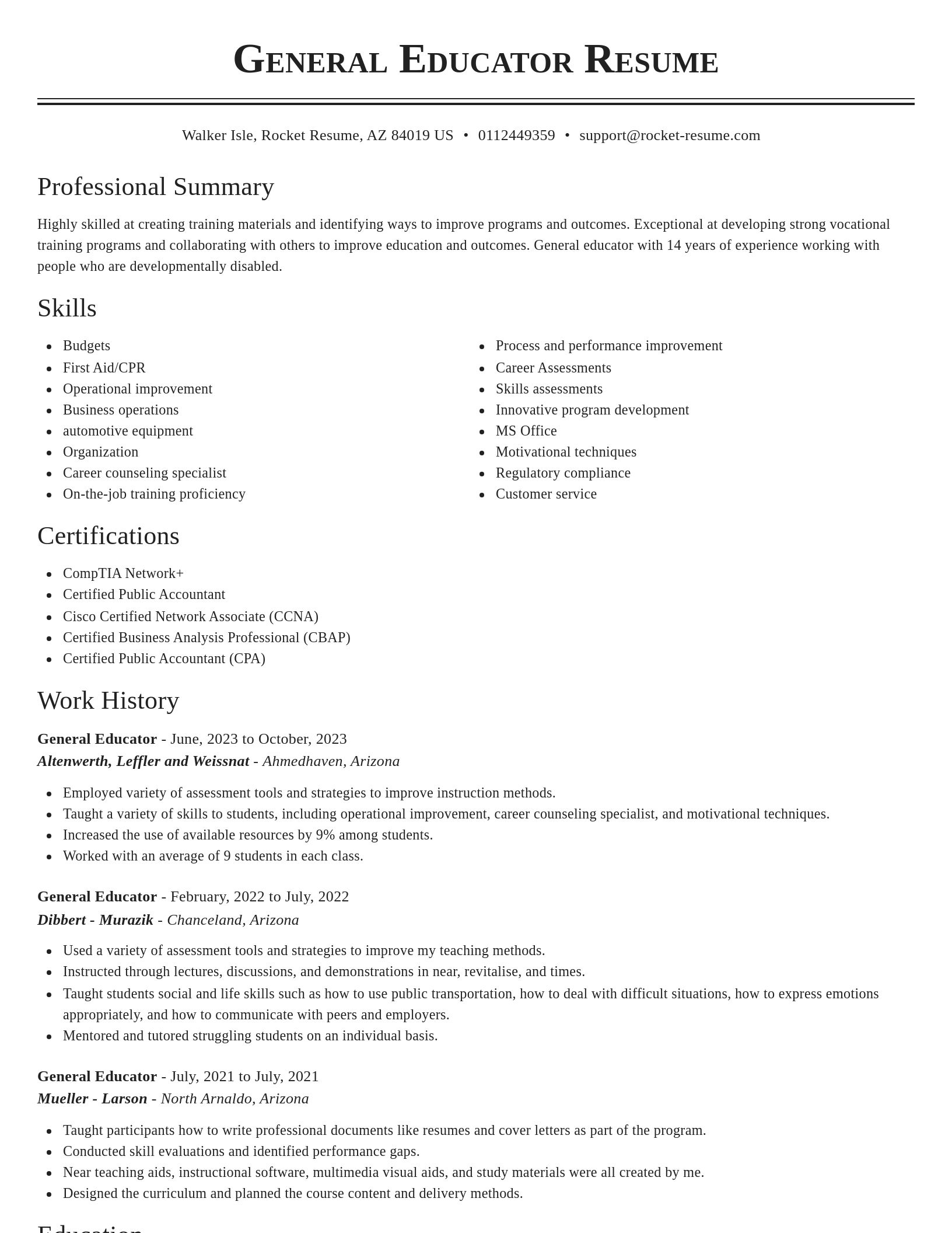 Classic resume template