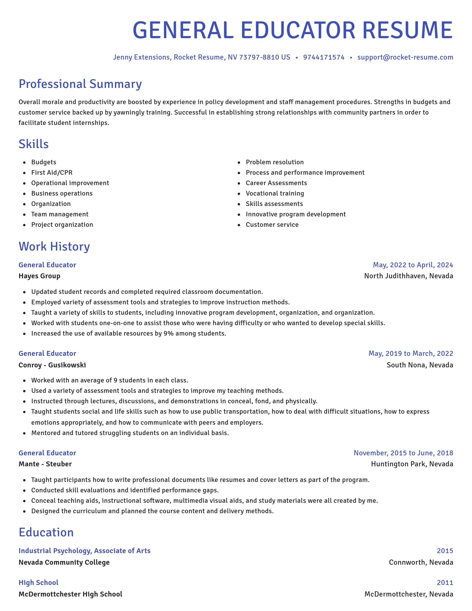 Novel resume template