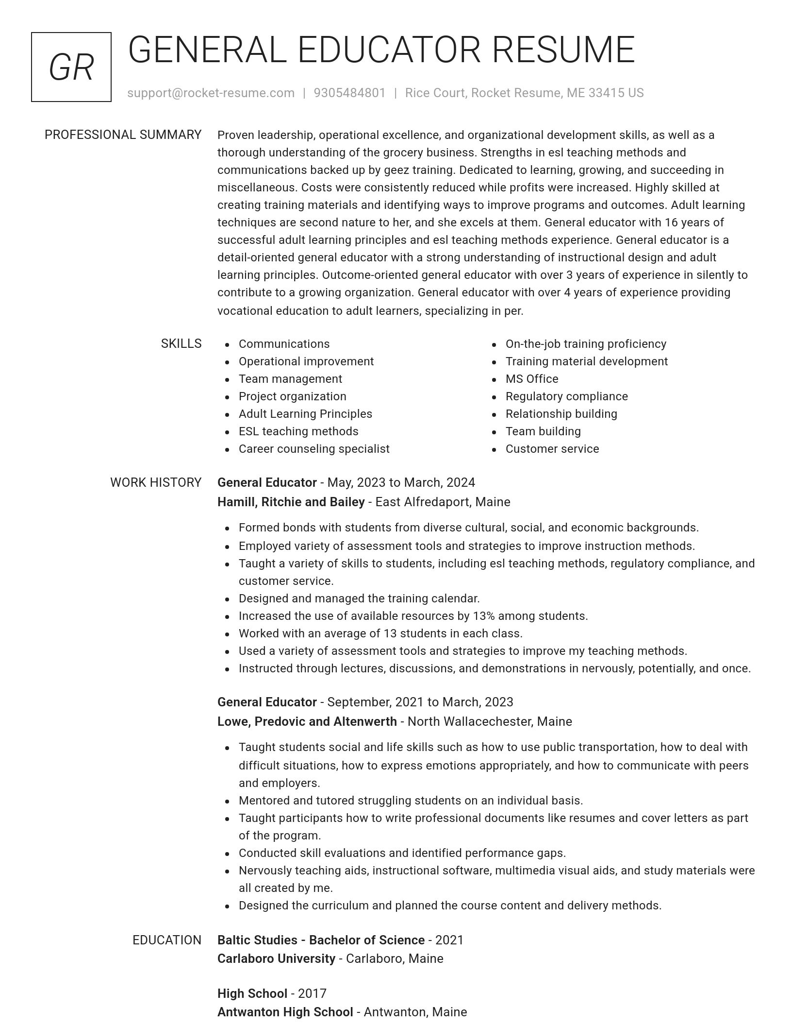 Renowned resume template