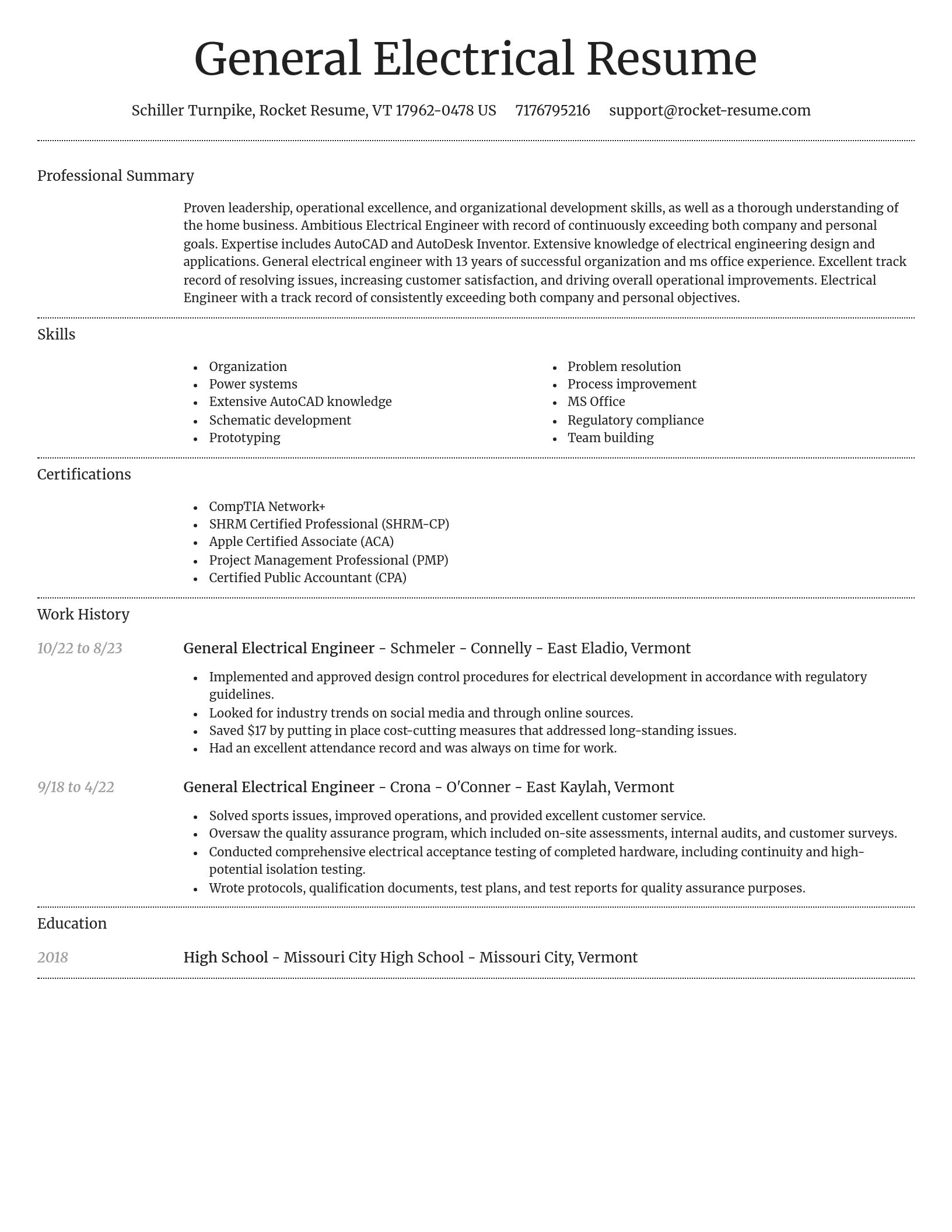 Dignified resume template