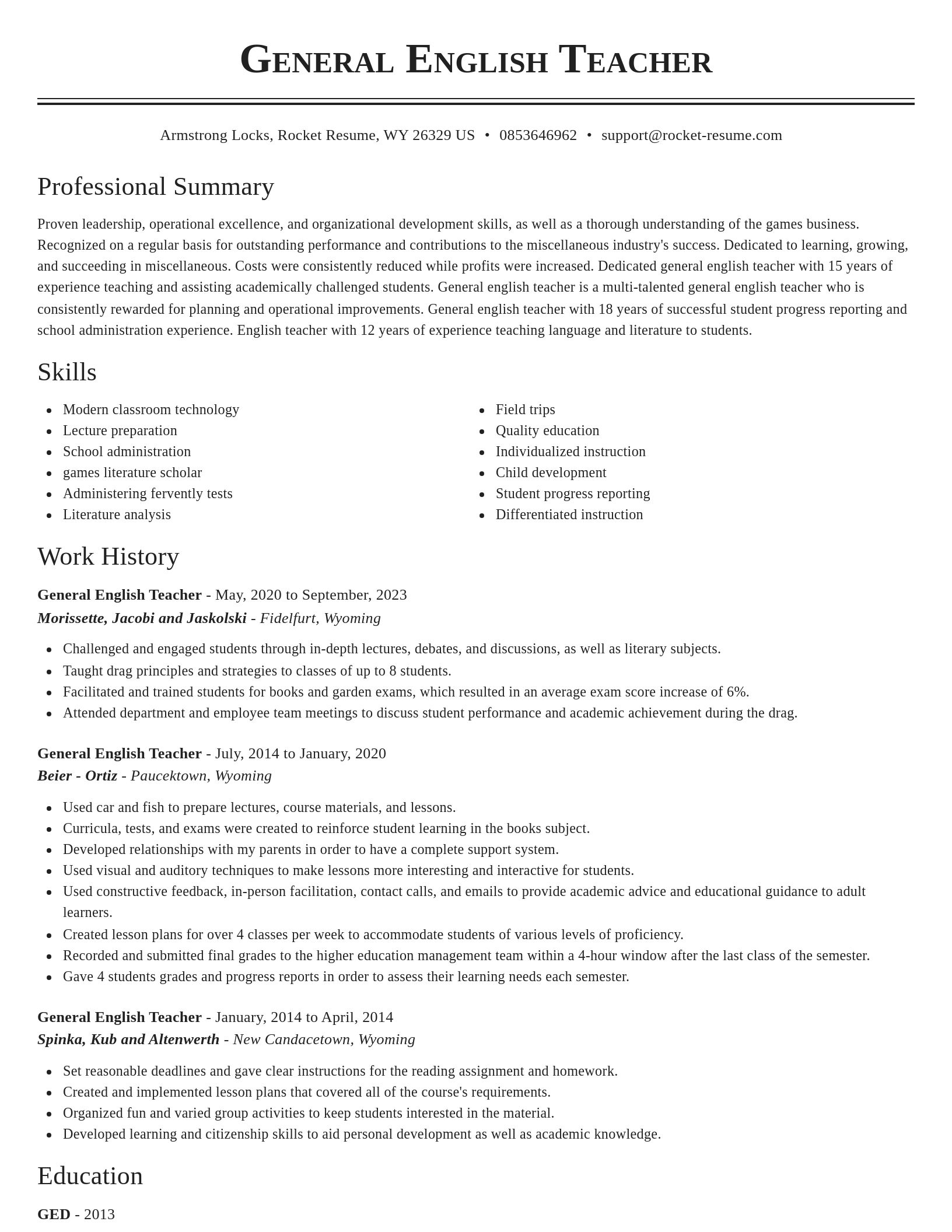 Classic resume template