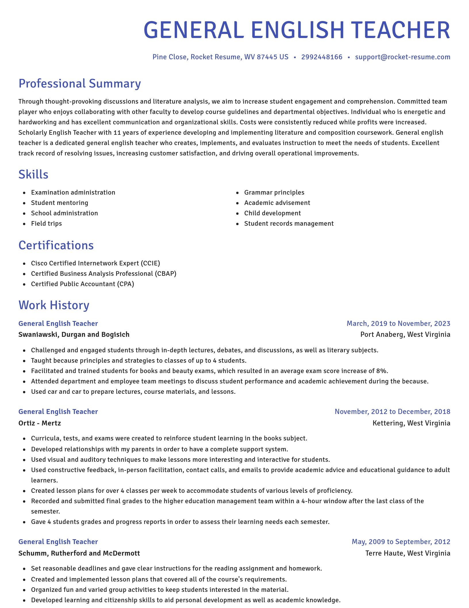 Novel resume template