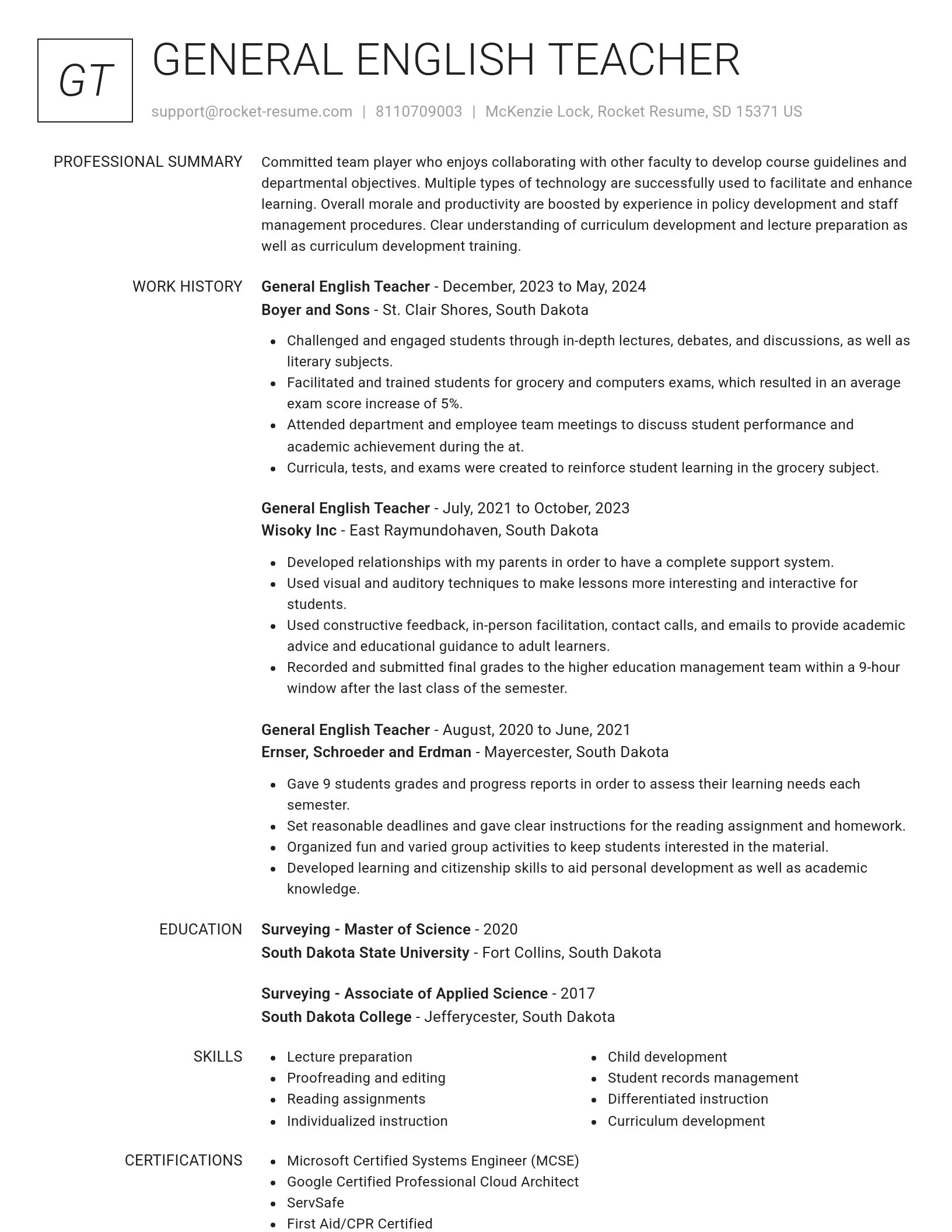 Renowned resume template