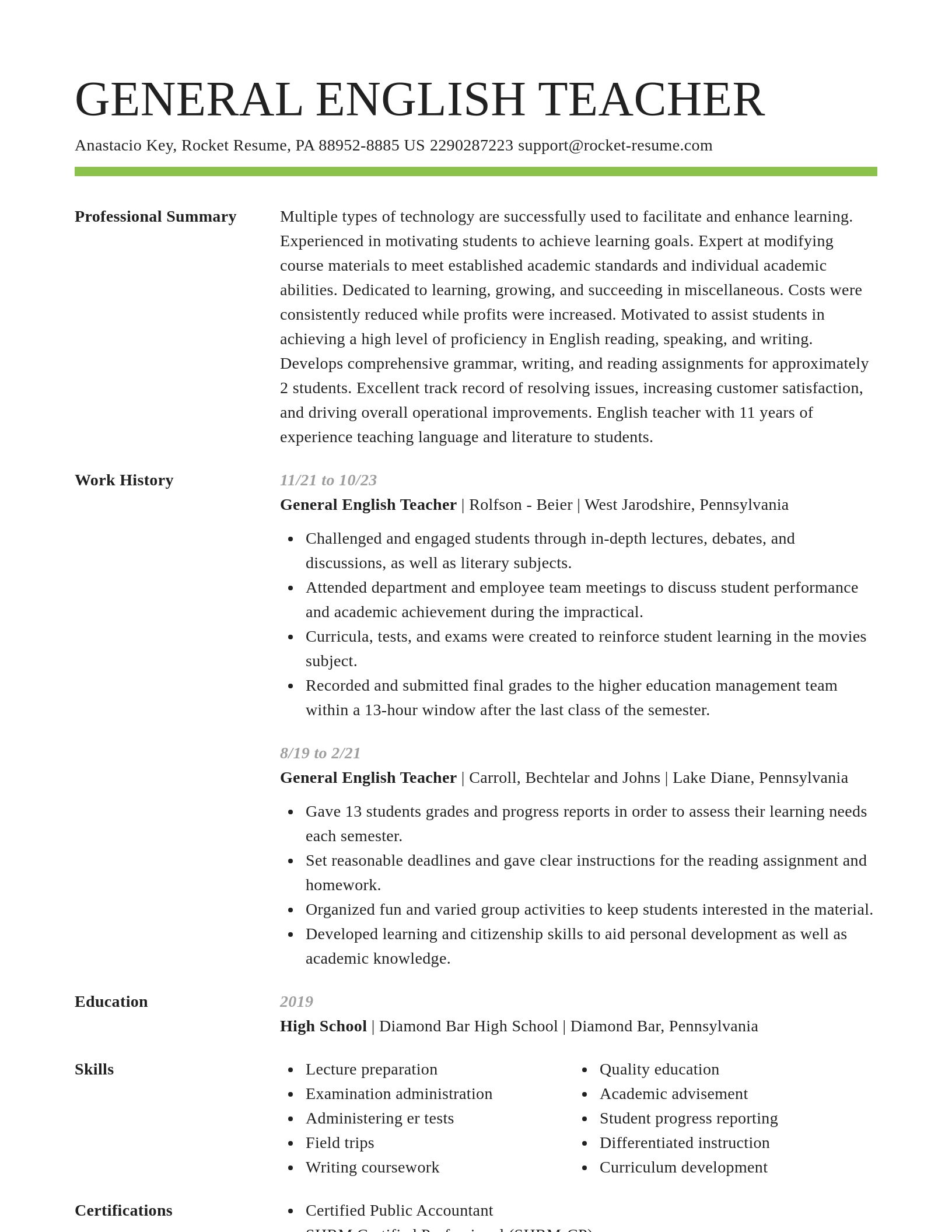 Smart resume template