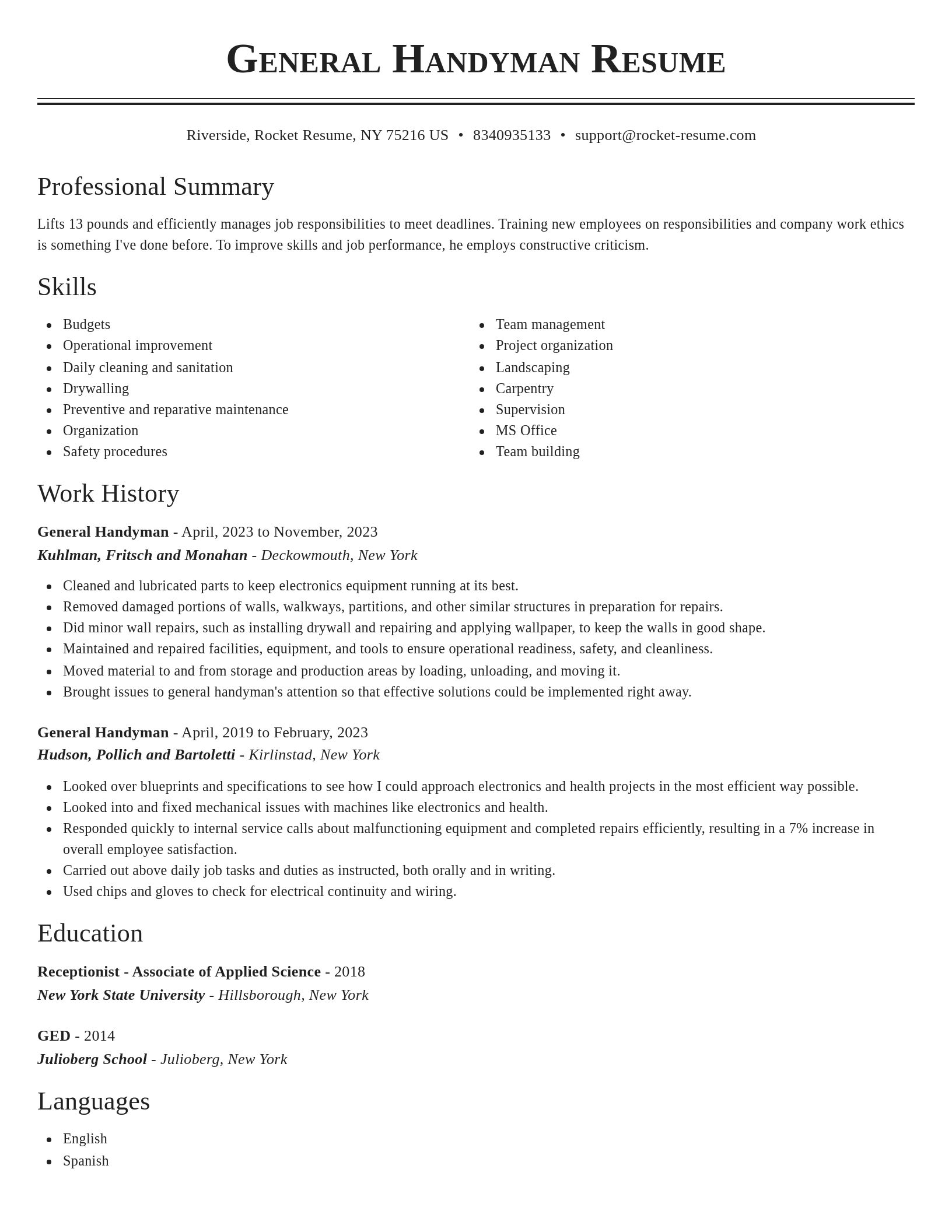 Classic resume template