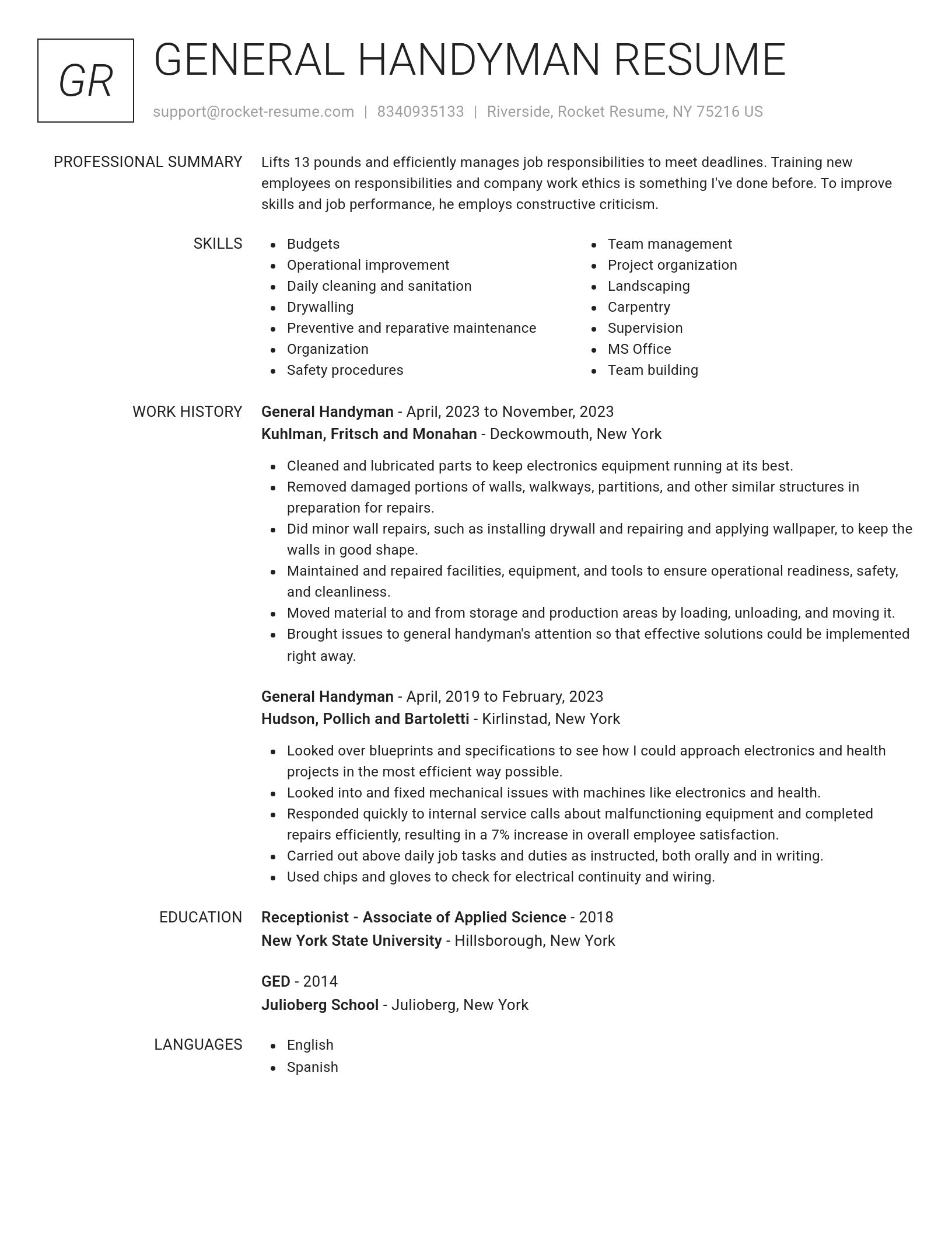 Renowned resume template