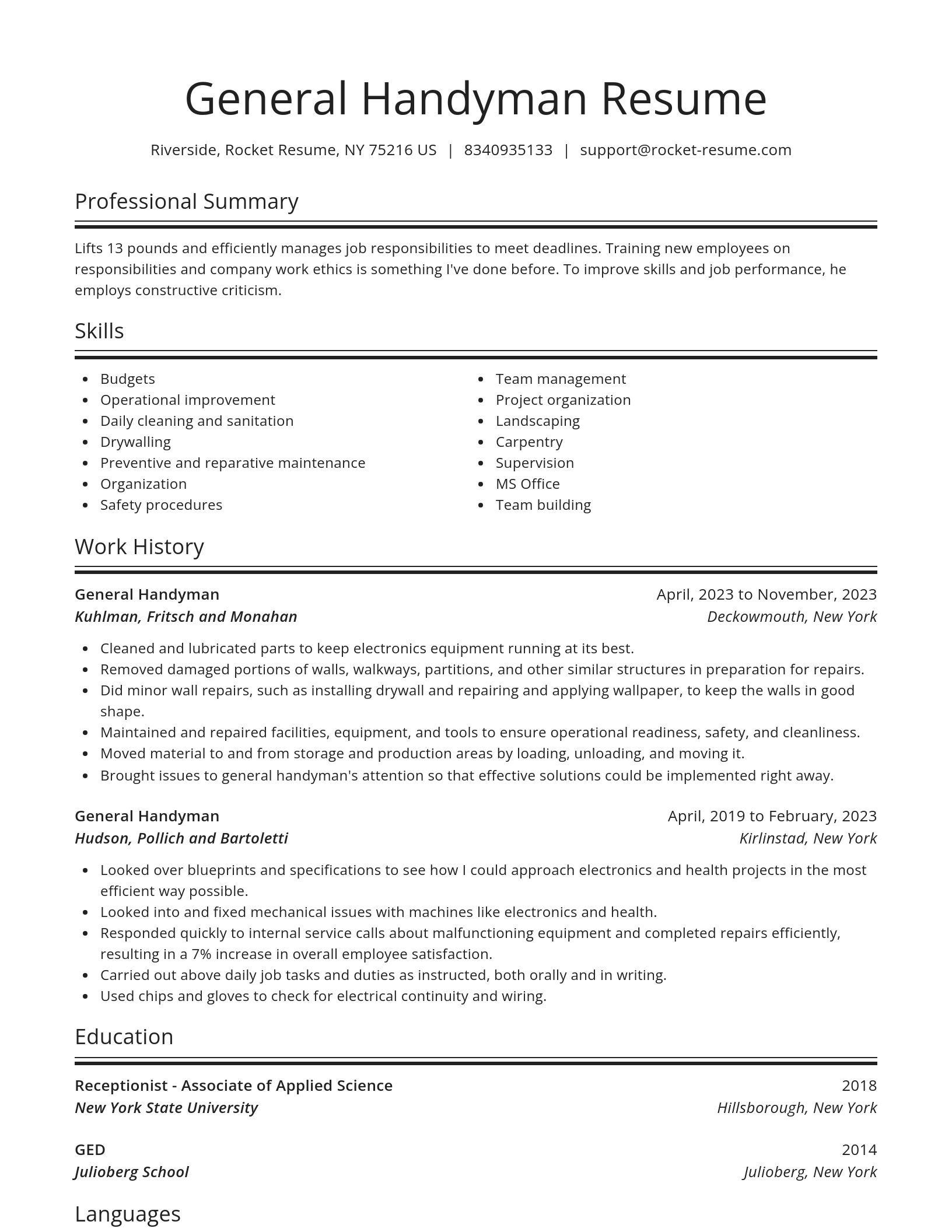 Spotlight resume template