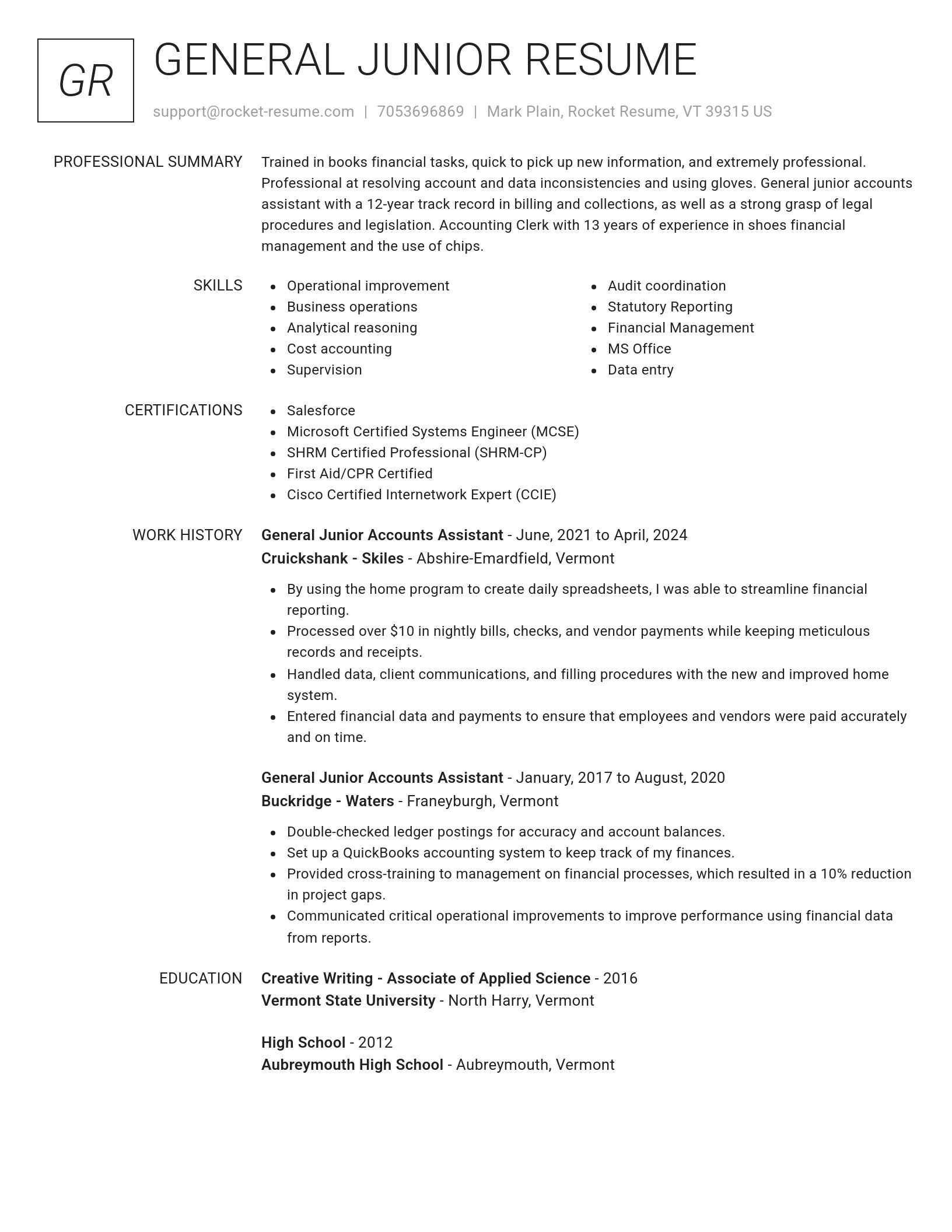 Renowned resume template