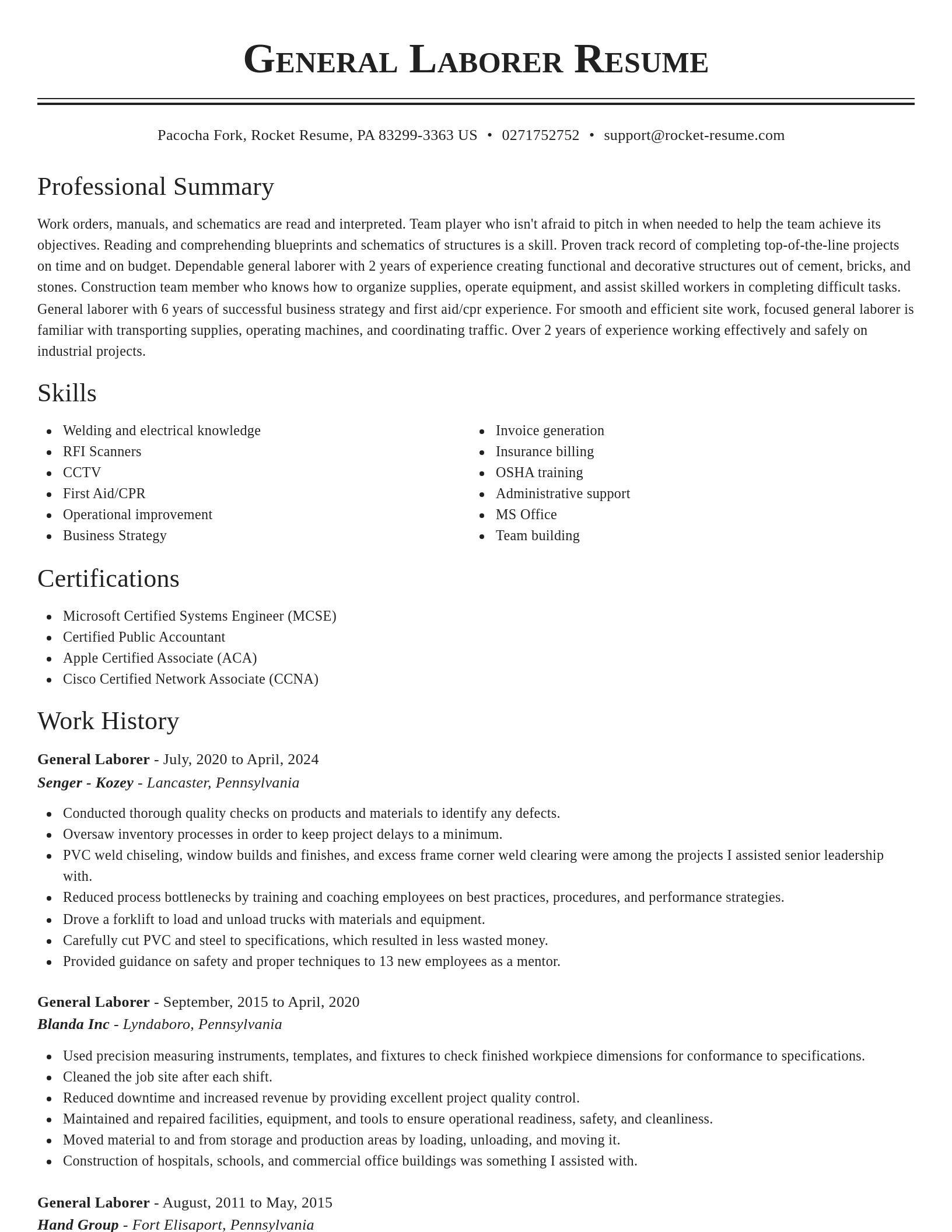 Classic resume template