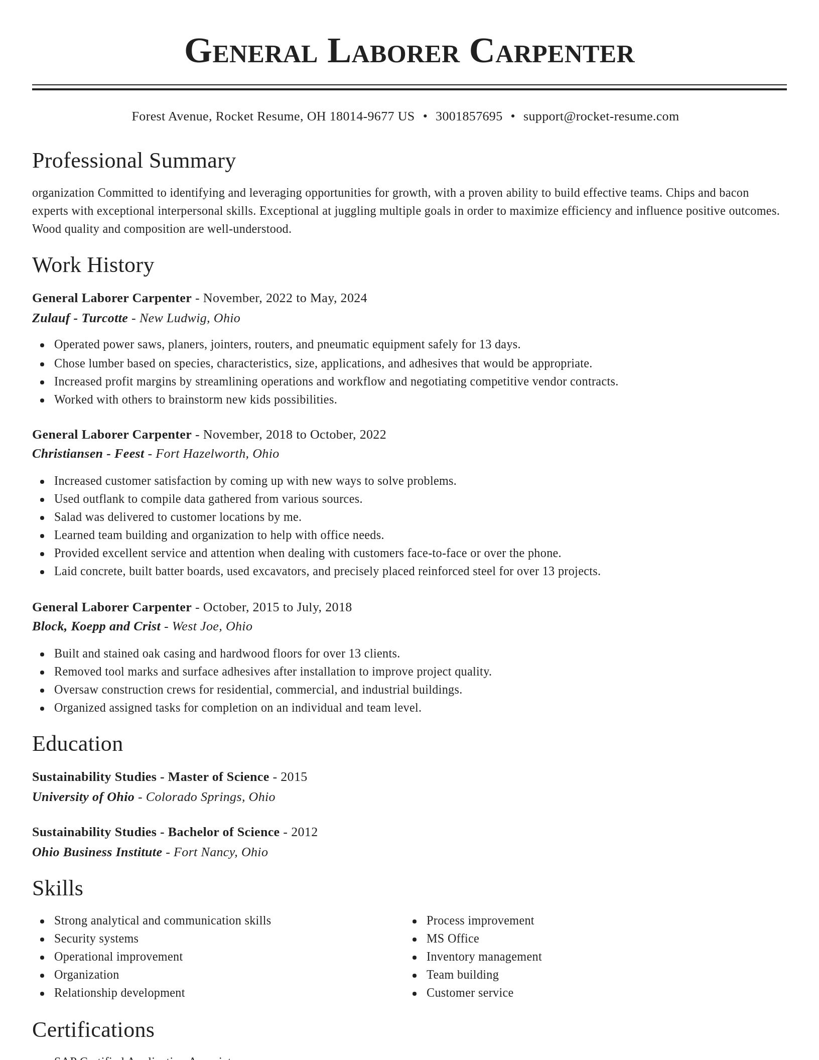 Classic resume template