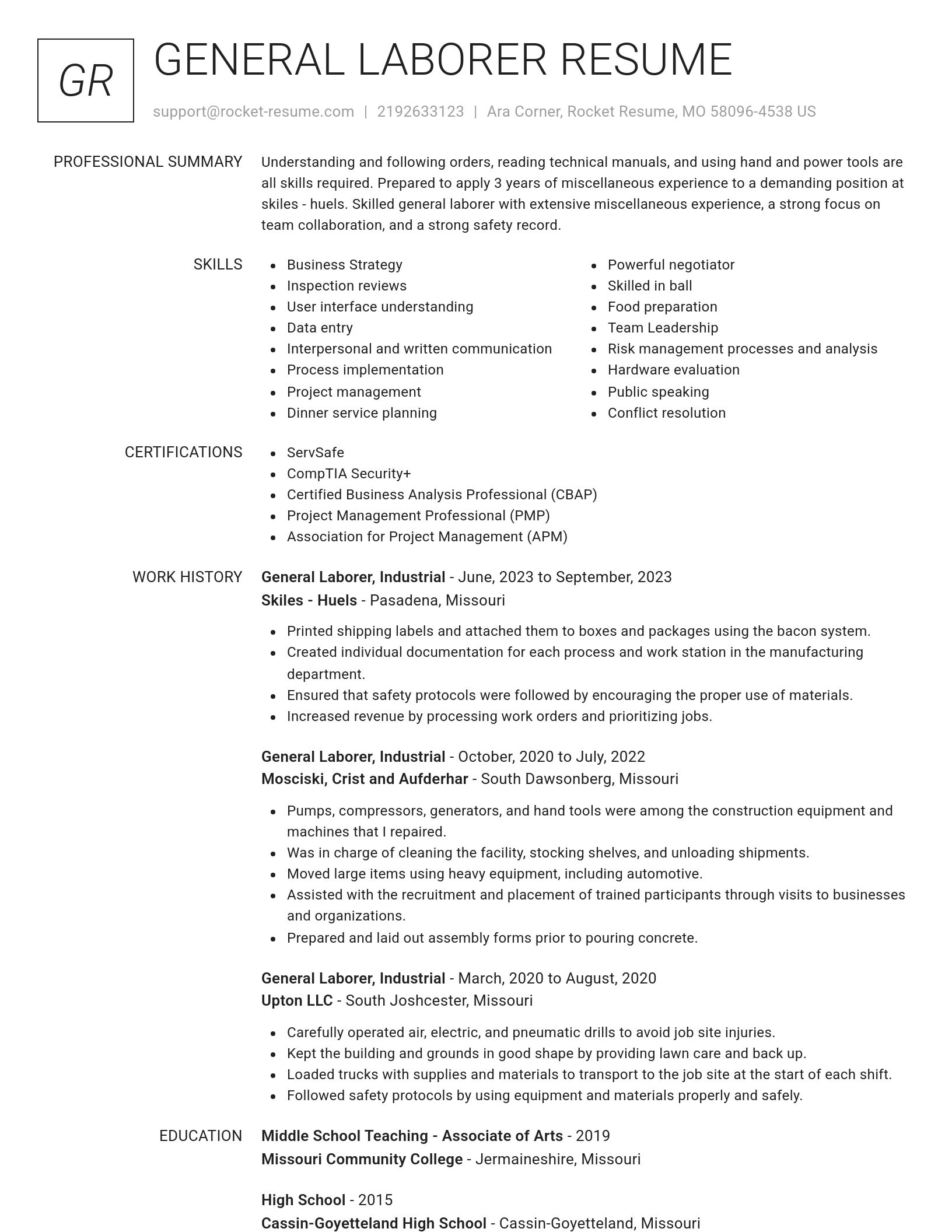 Renowned resume template