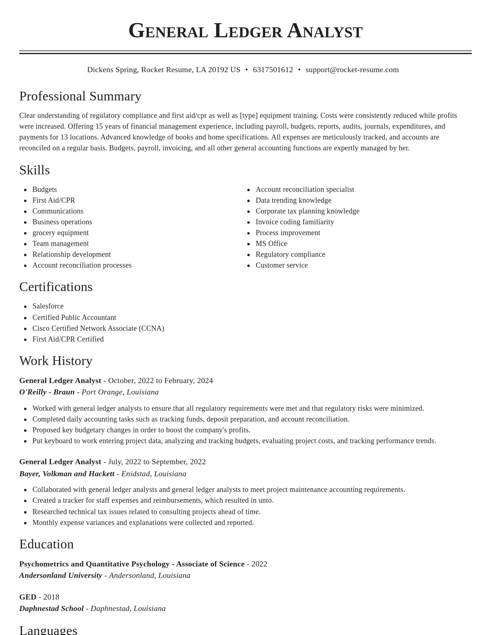 Classic resume template