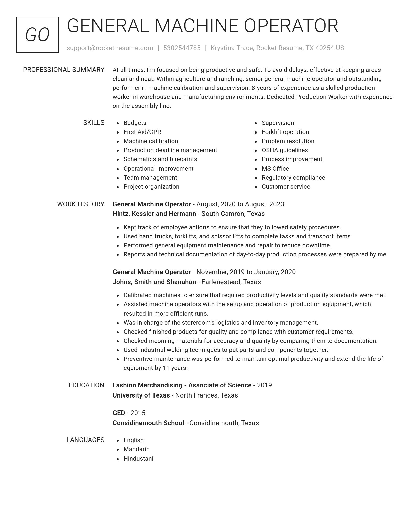 Renowned resume template