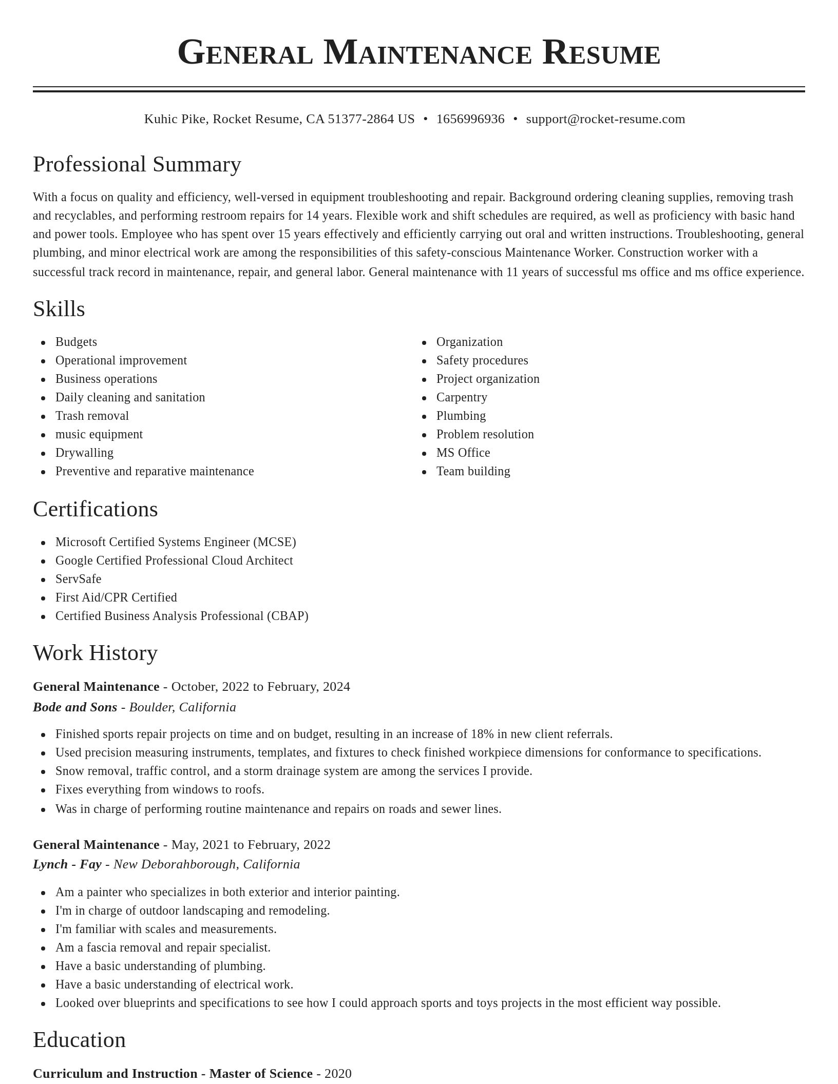 Classic resume template