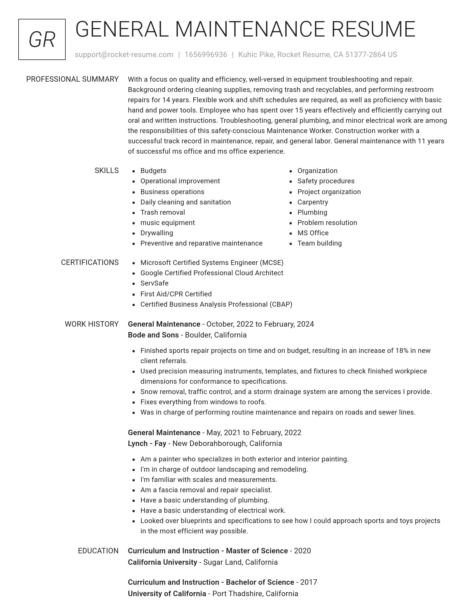 Renowned resume template