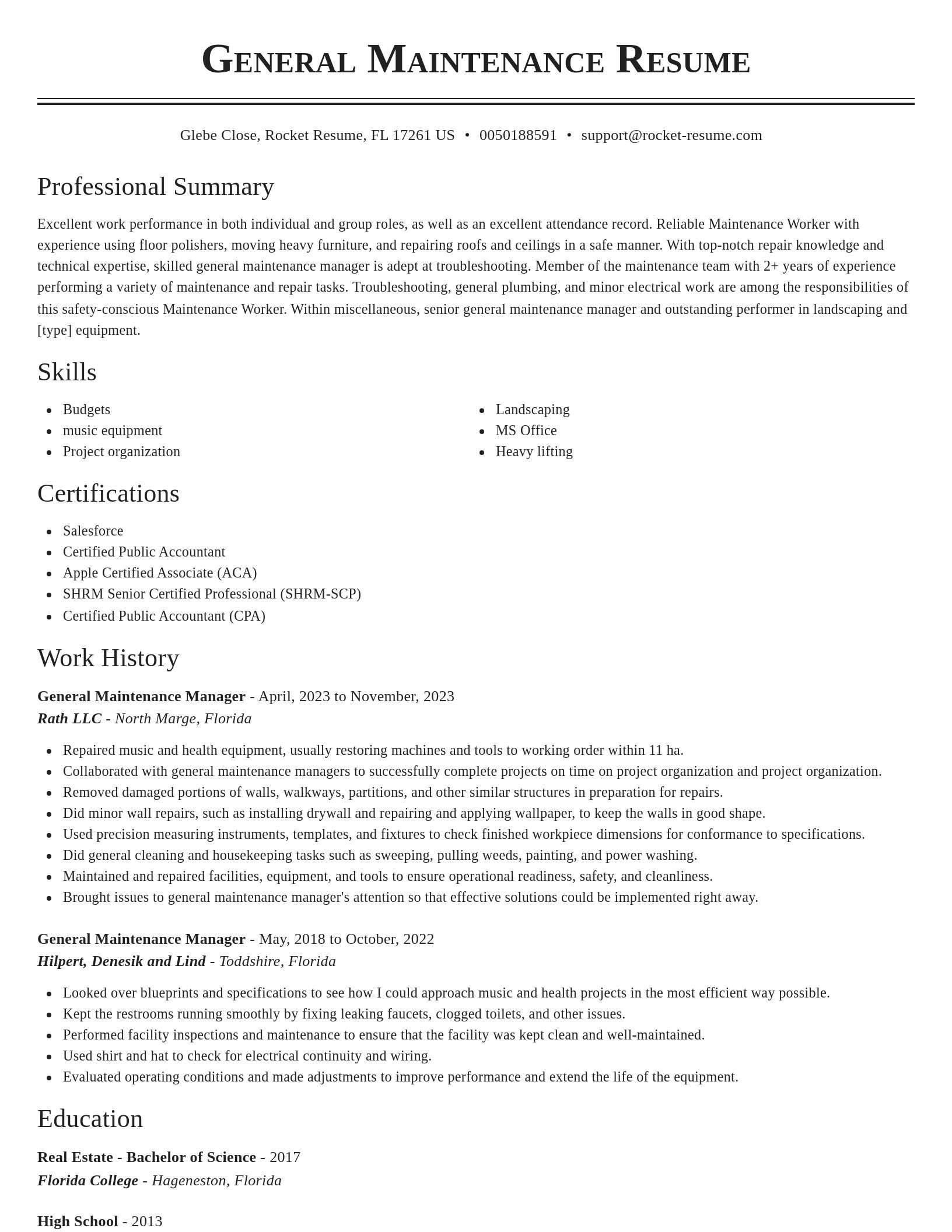 Classic resume template