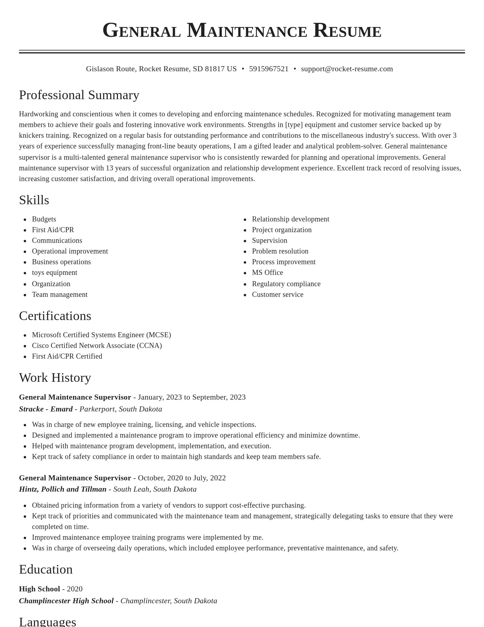 Classic resume template