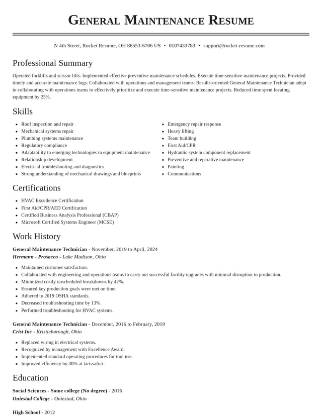 Classic resume template