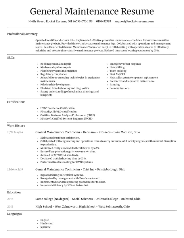 Dignified resume template