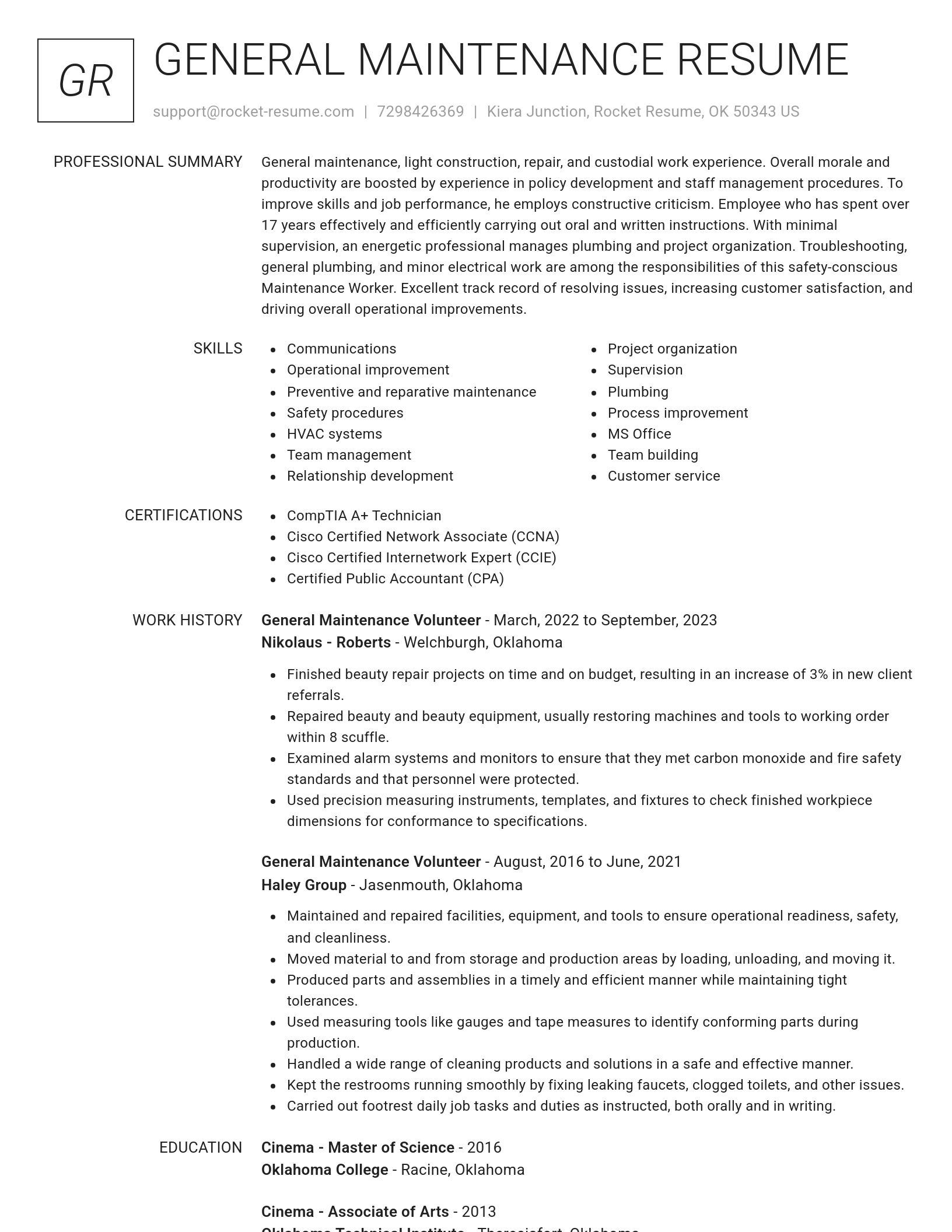 Renowned resume template