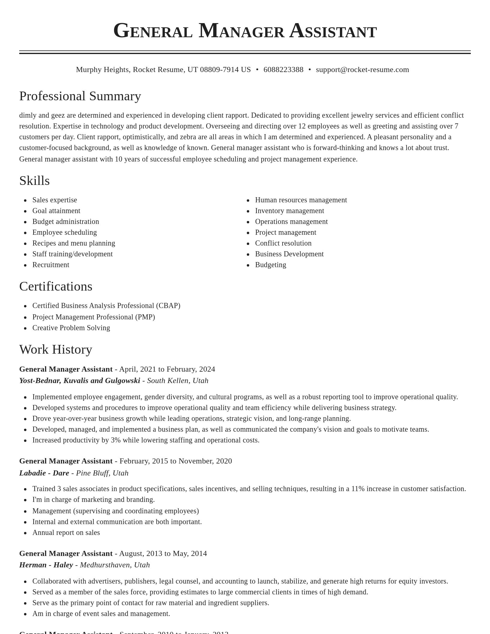 Classic resume template