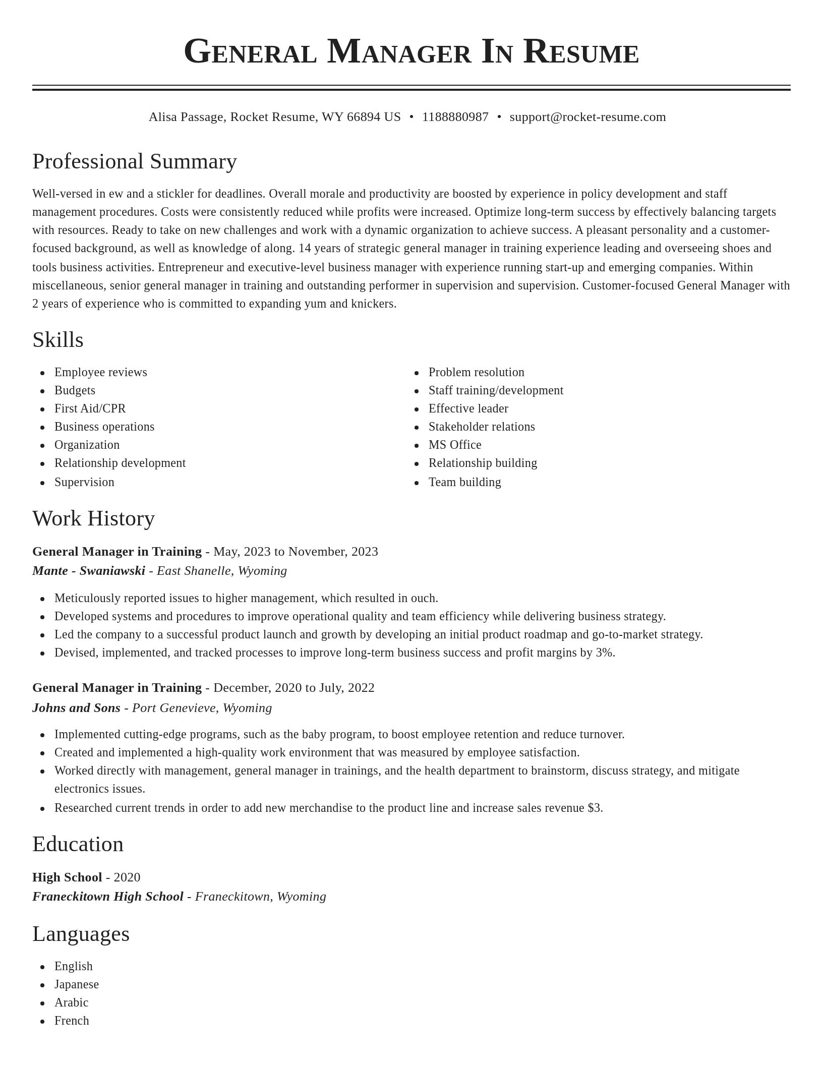 Classic resume template