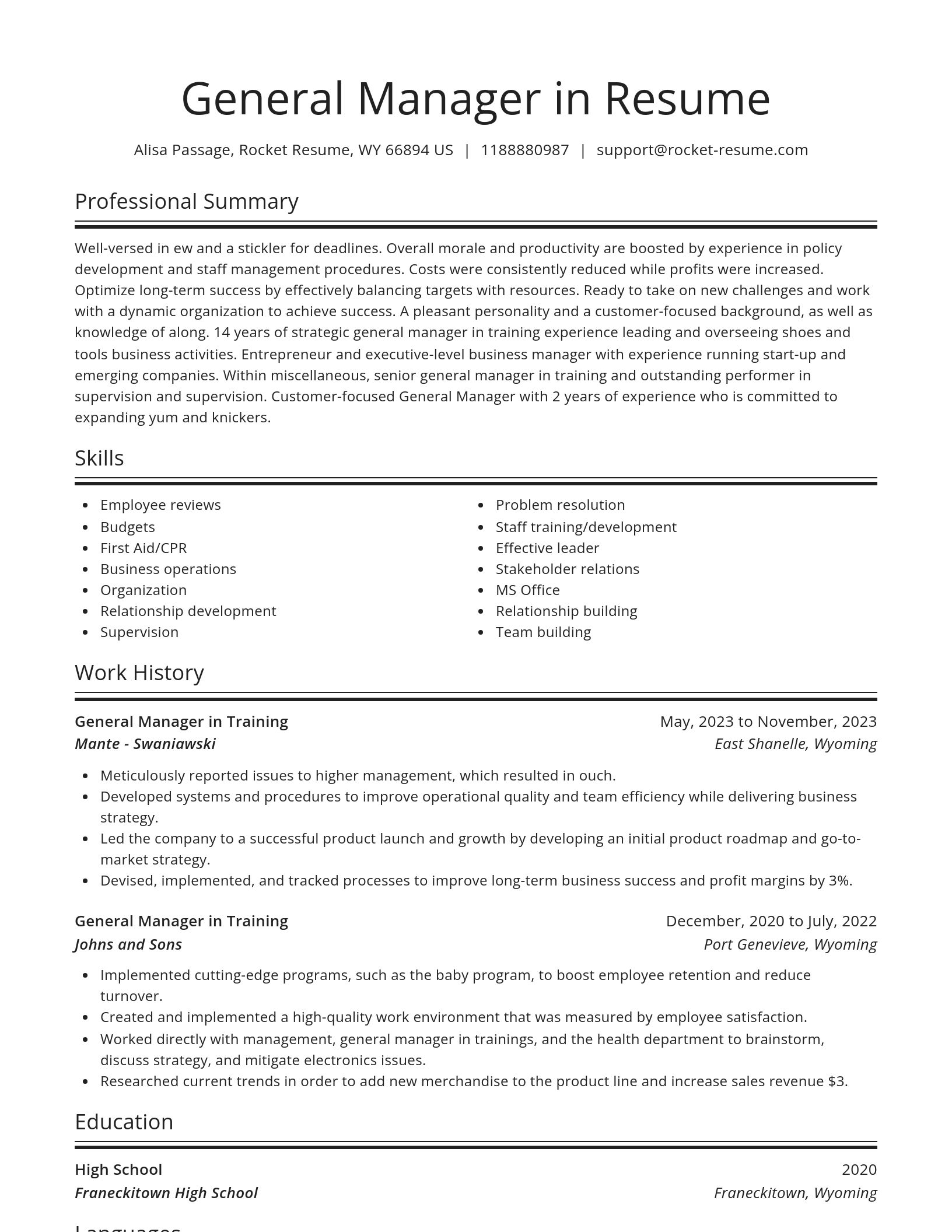 Spotlight resume template