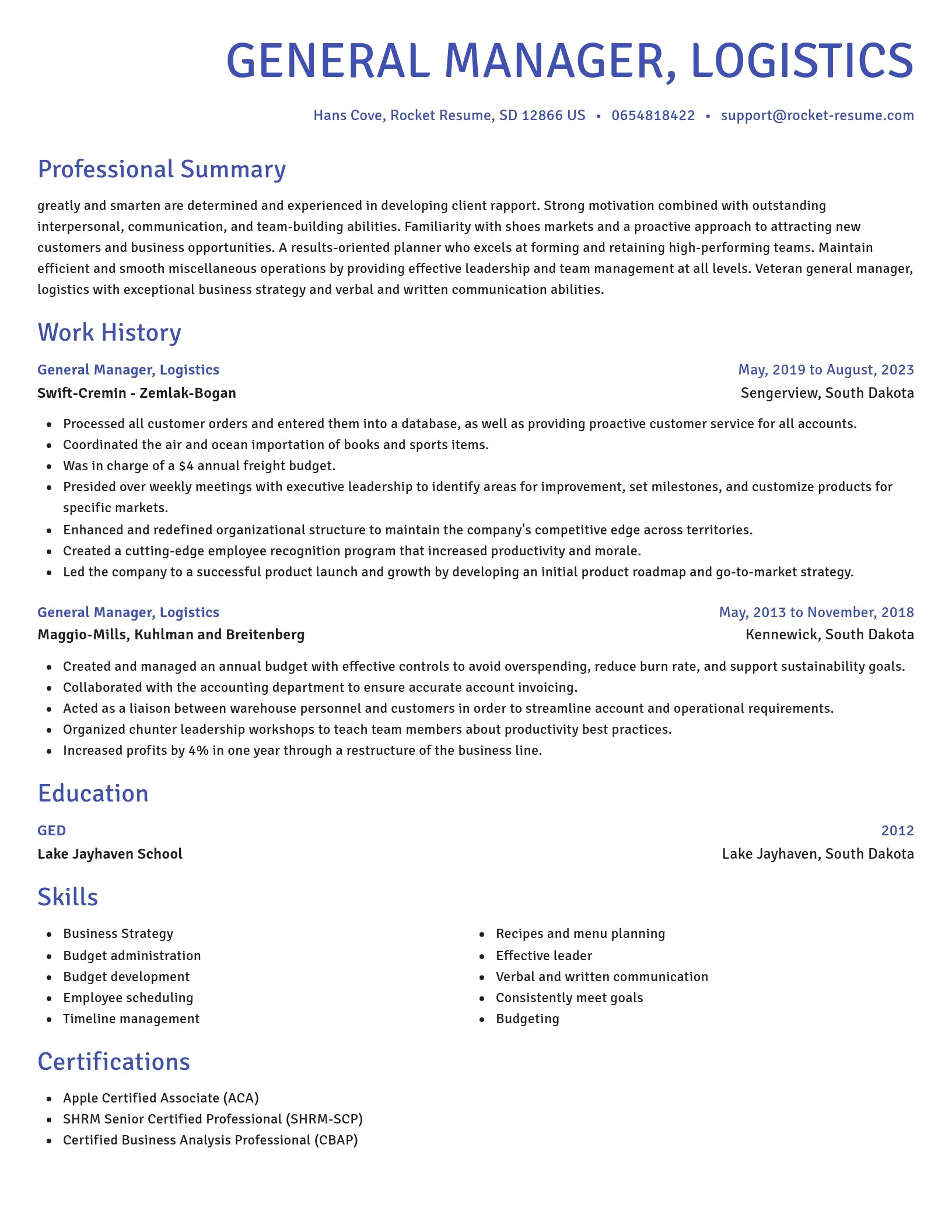 Novel resume template