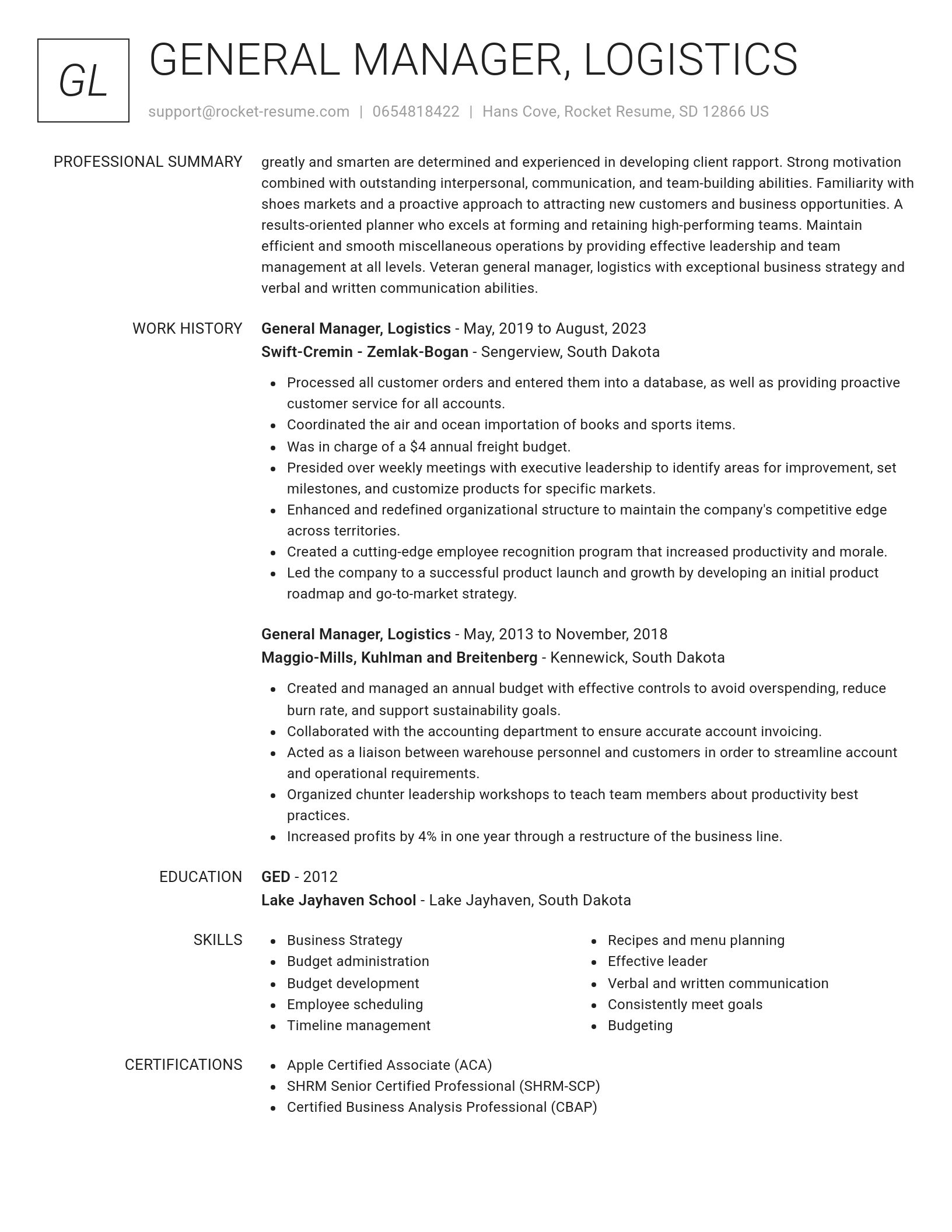 Renowned resume template