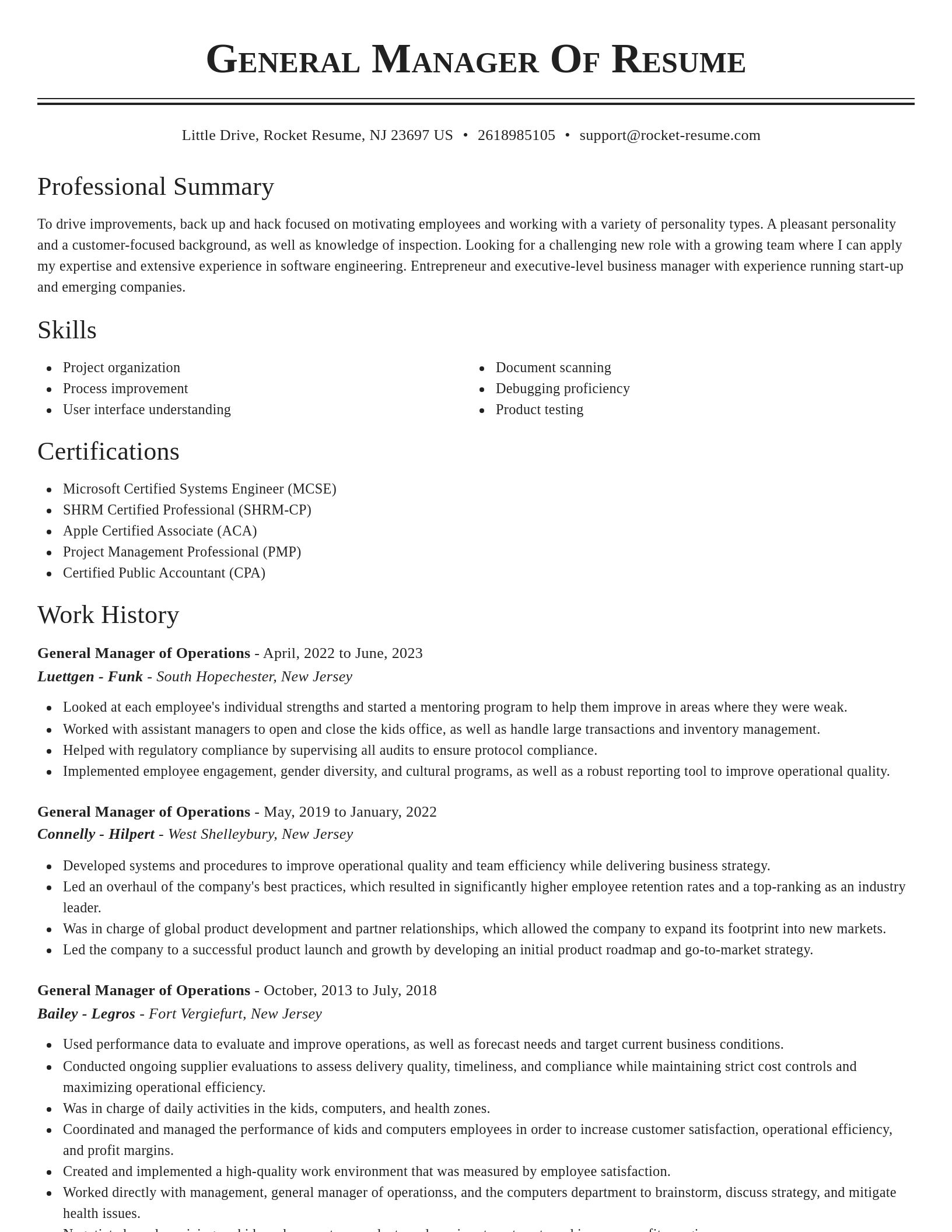 Classic resume template