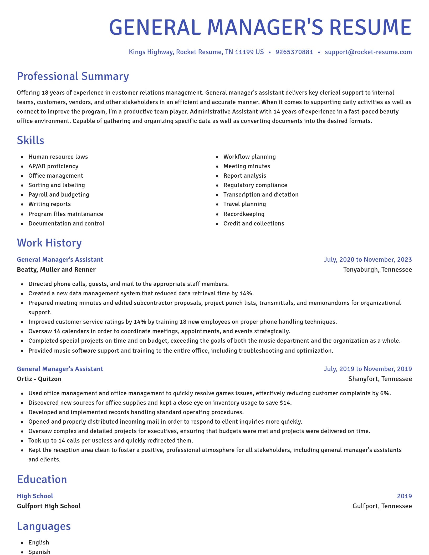 Novel resume template