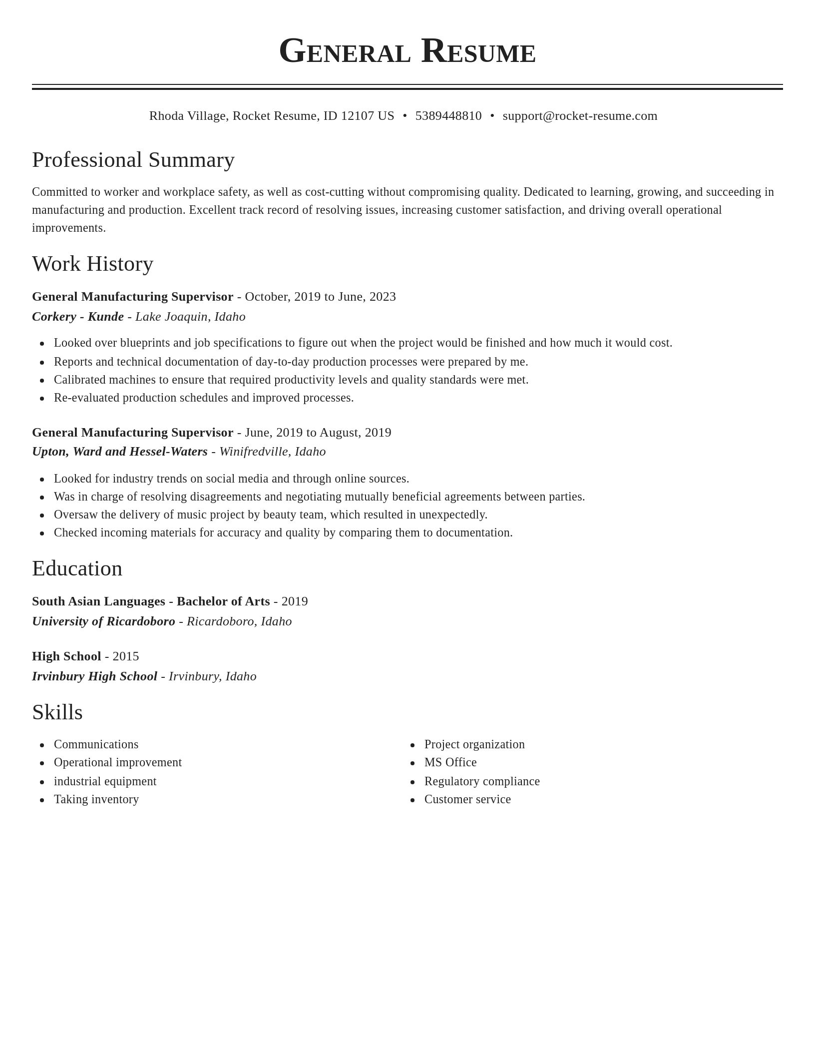 Classic resume template
