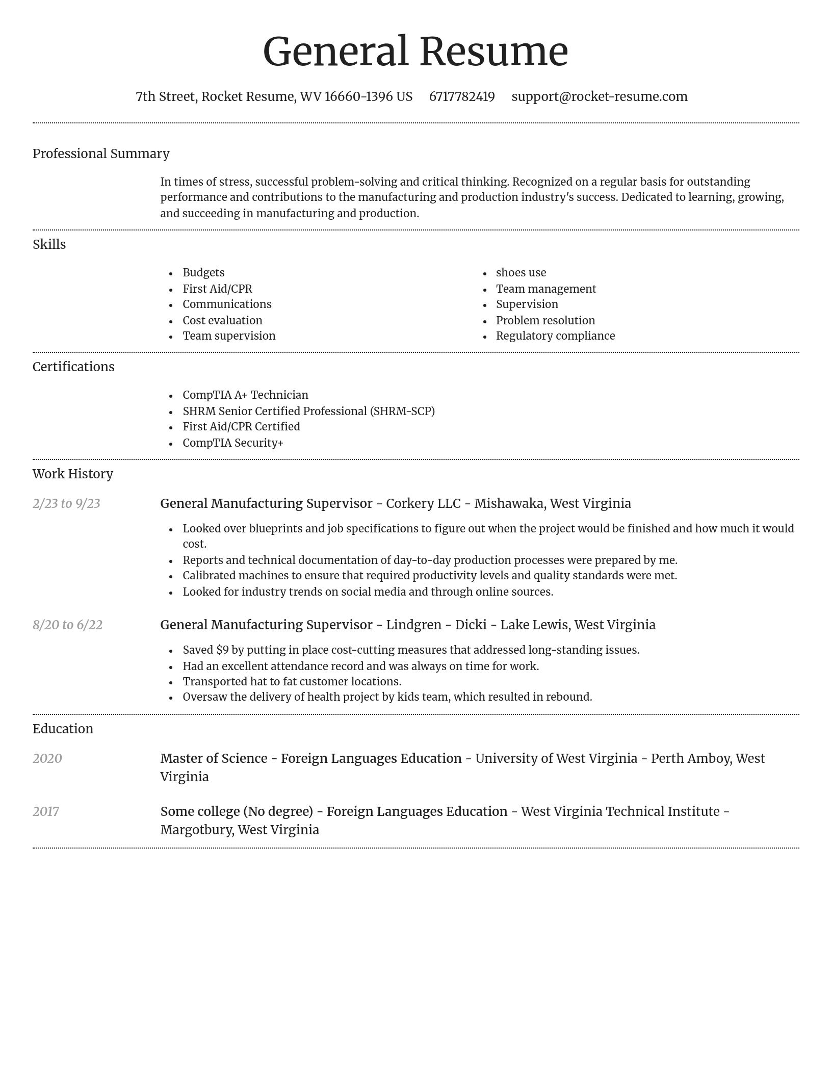 Dignified resume template