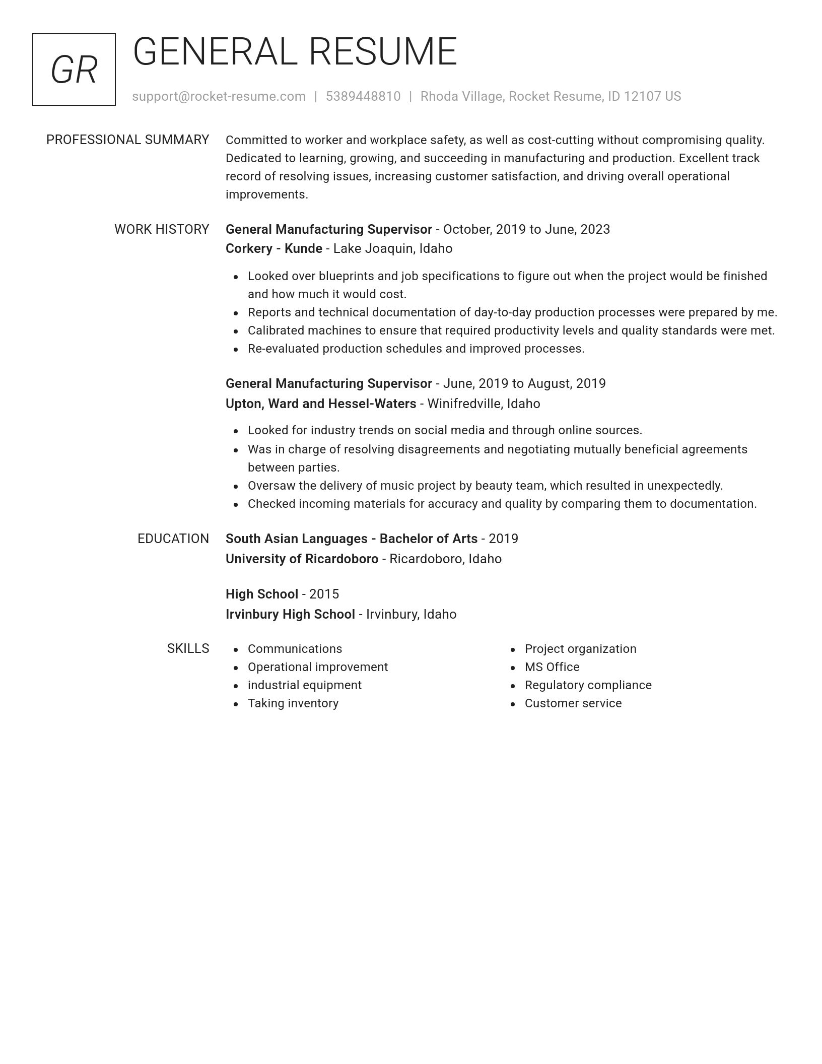 Renowned resume template